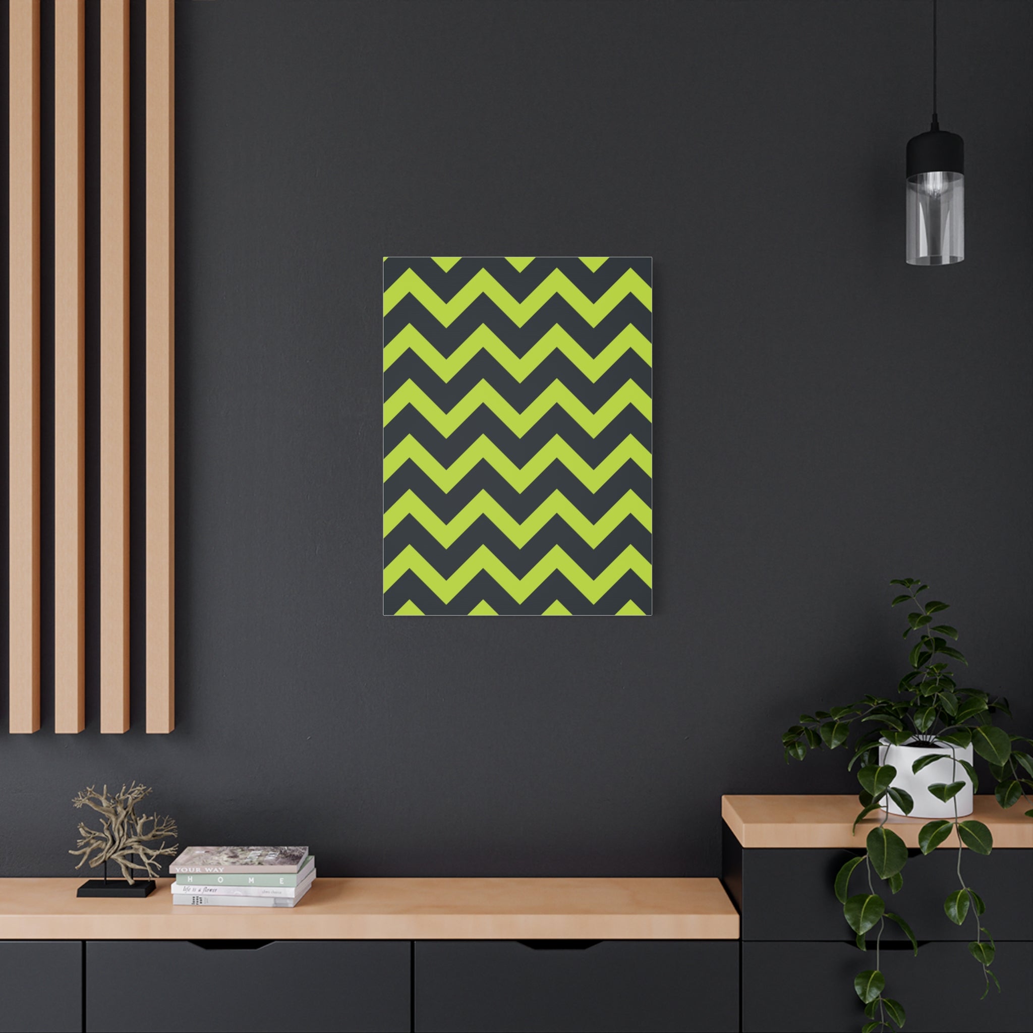 Lime & Forest Green Zigzag Canvas Art