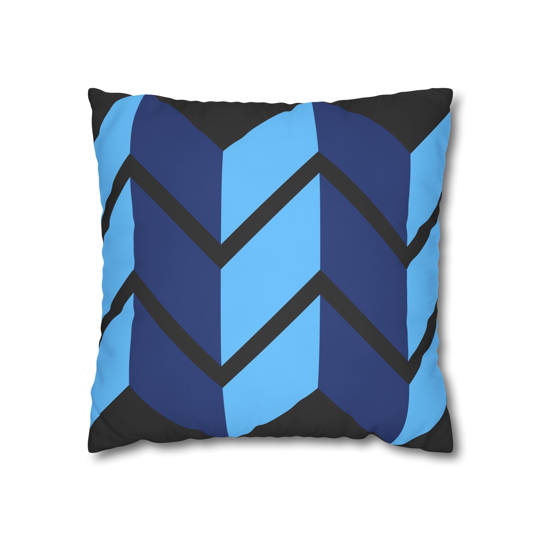 Geometric Chevron Pillowcase - Navy & Sky Blue