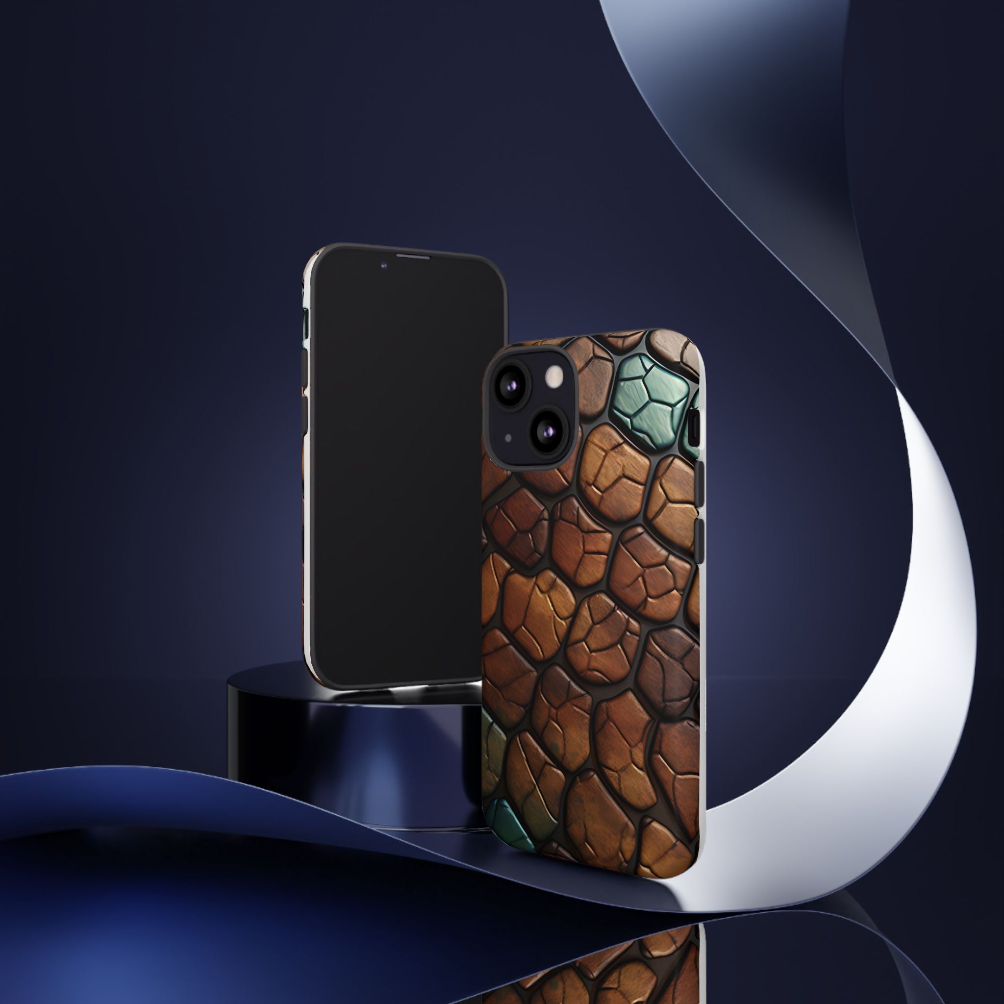 Mosaic Reptile iPhone Case - Teal & Brown