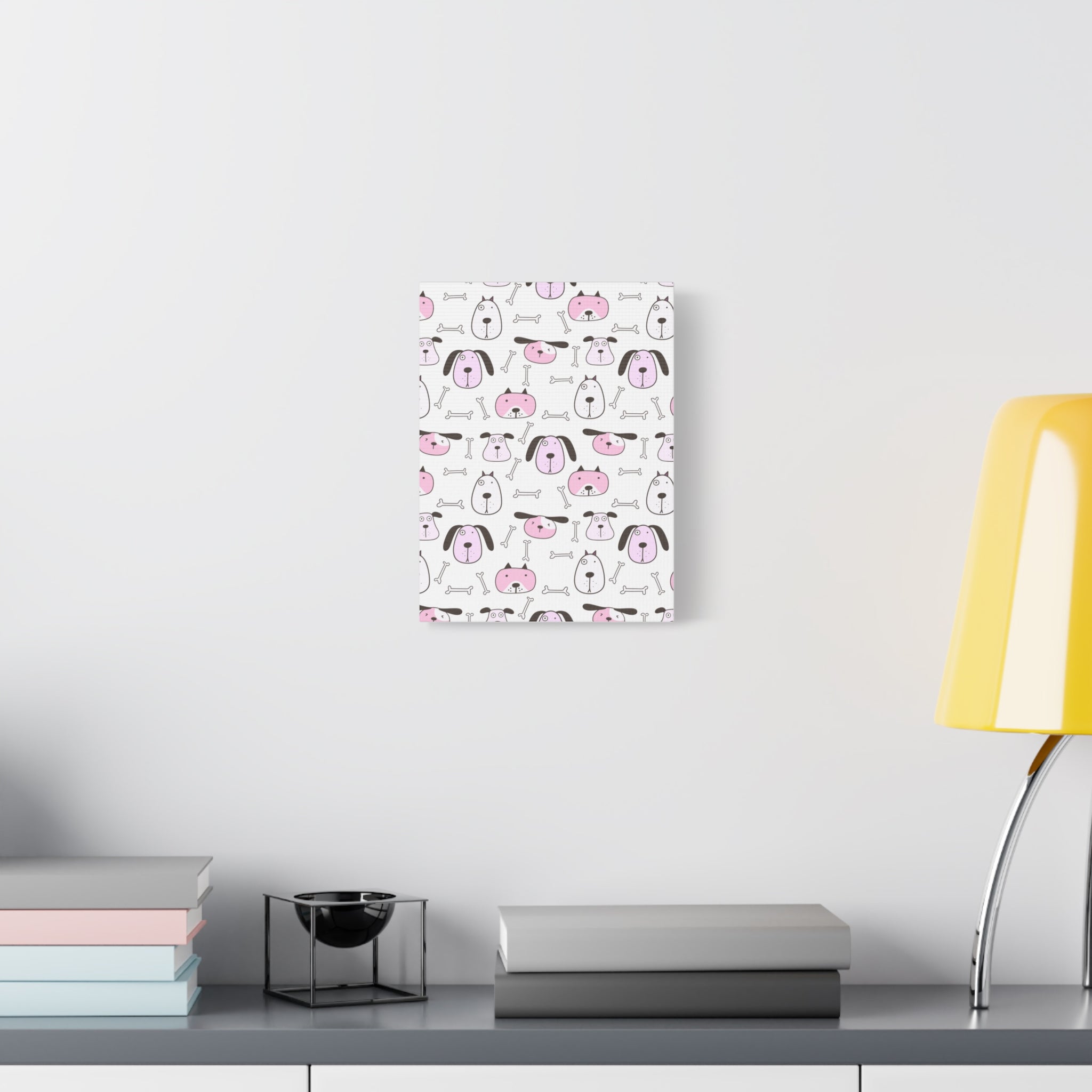 Cute Puppy & Bones Canvas Art Print