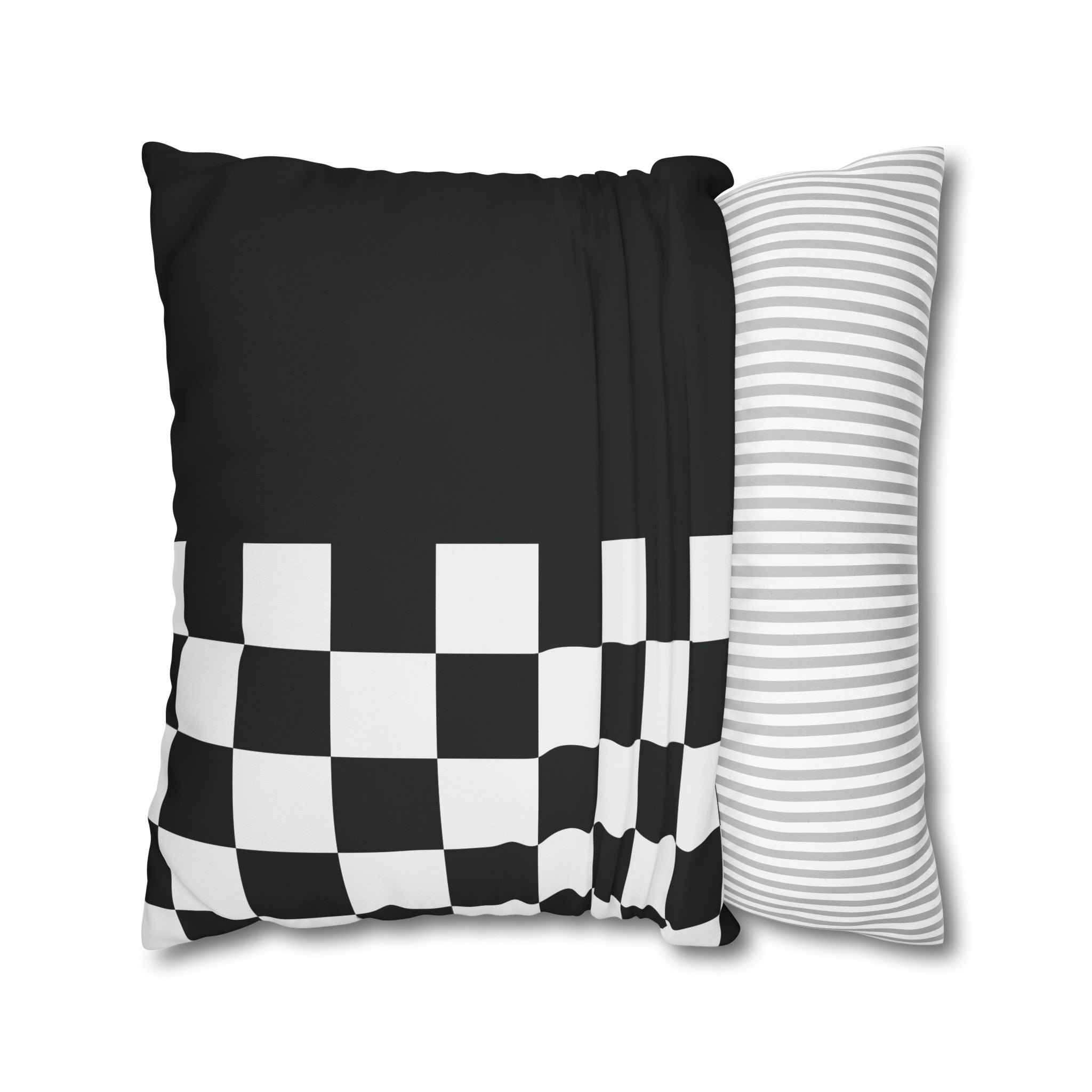 Abstract Checkered Pillowcase - Black & White