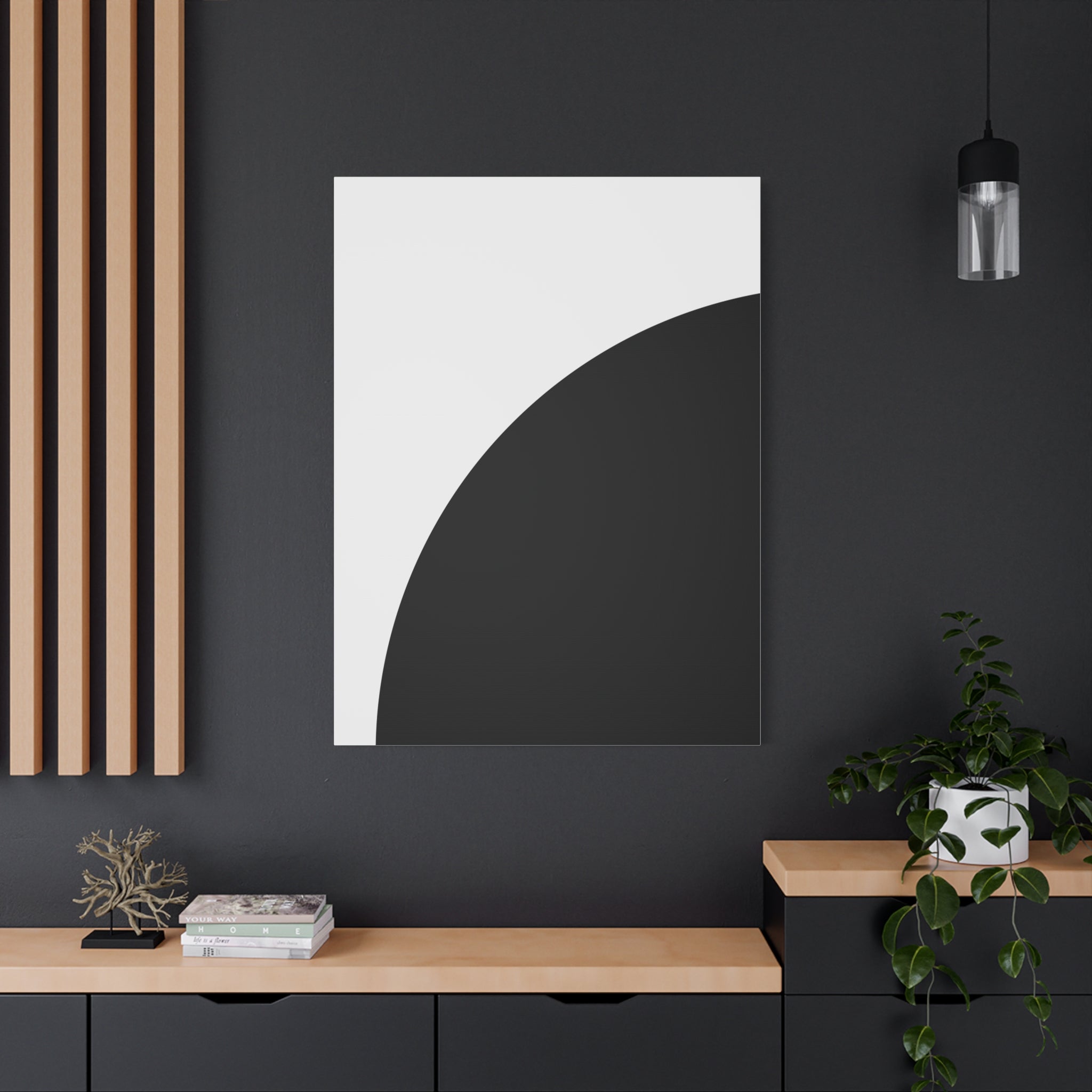 Abstract Black Semicircle Canvas Art