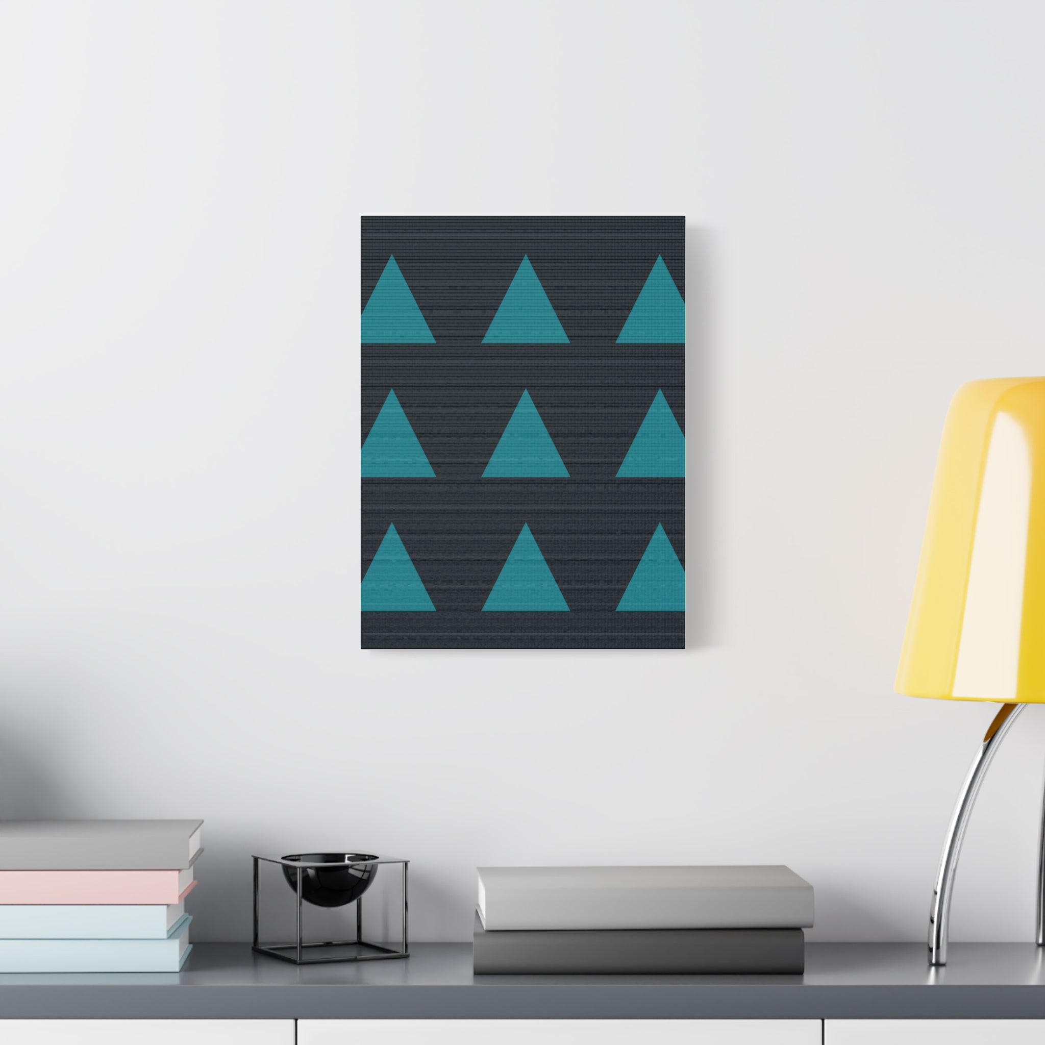 Teal Geometric Triangle Canvas Art