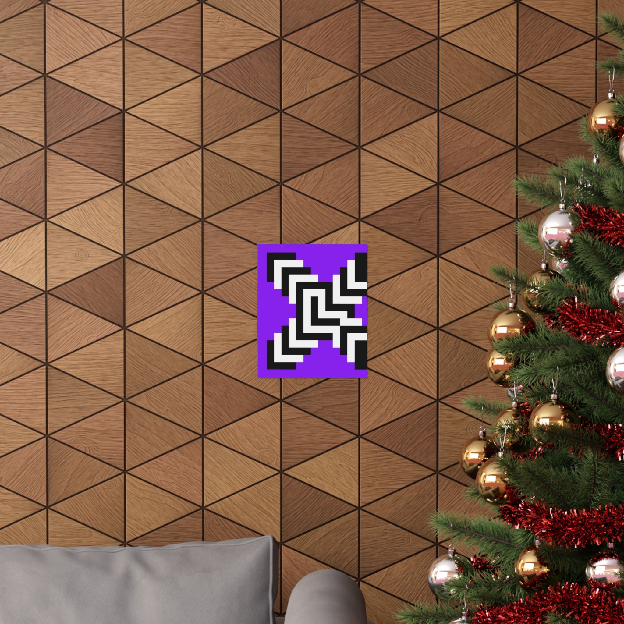 Geometric Pixel Art Purple Poster