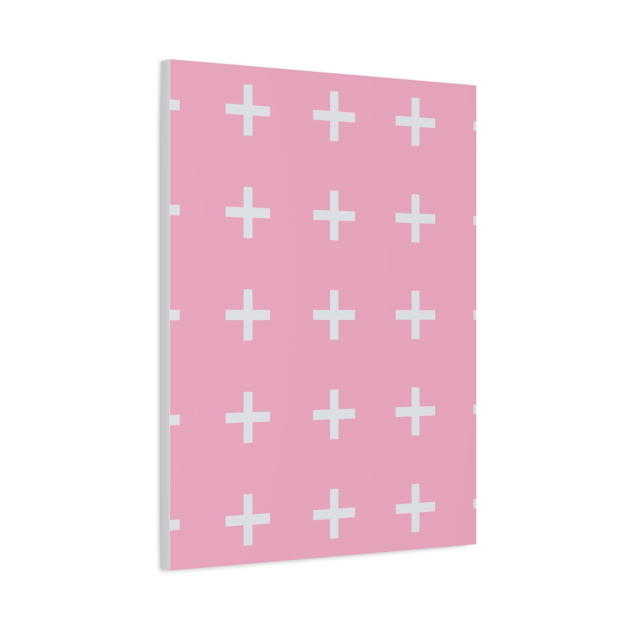 Pink Plus Sign Grid - Matte Canvas Art