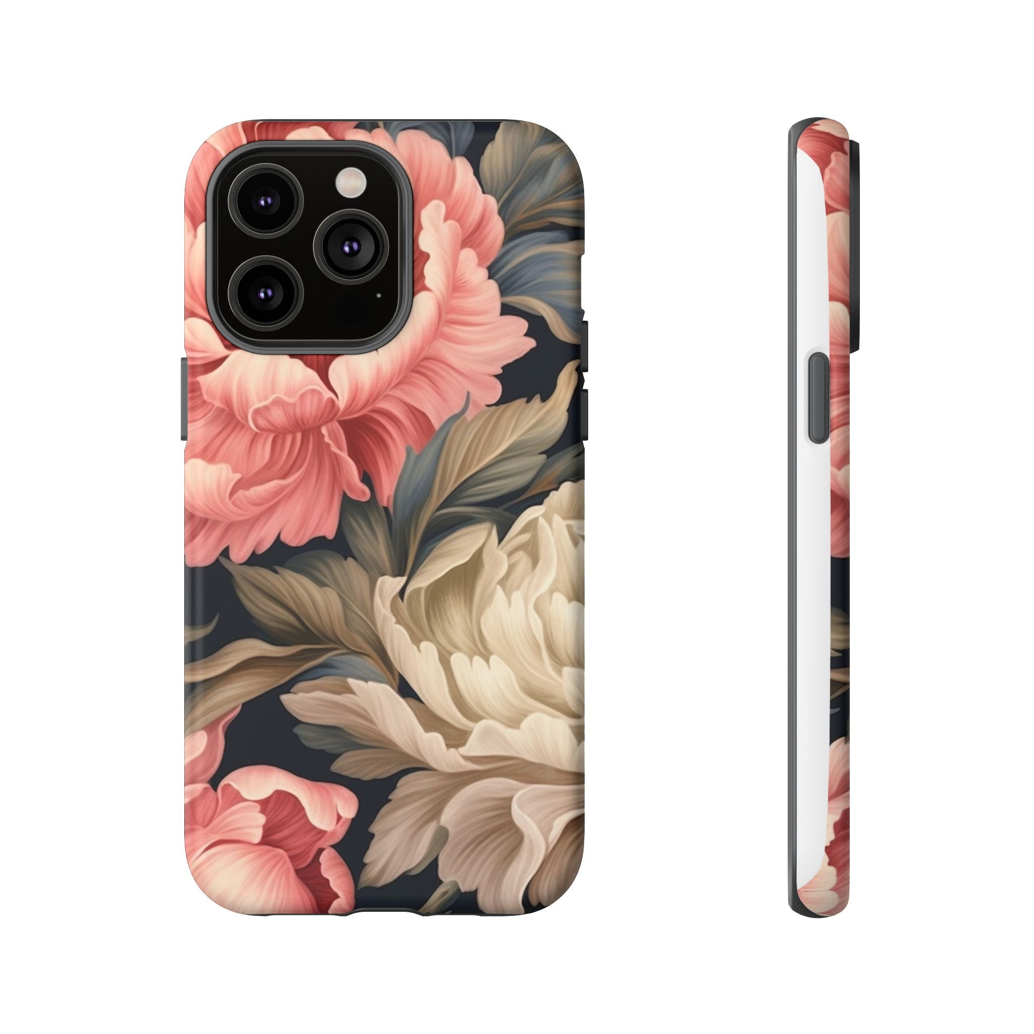 Blush Peony Floral iPhone Case - Hexagon Stone