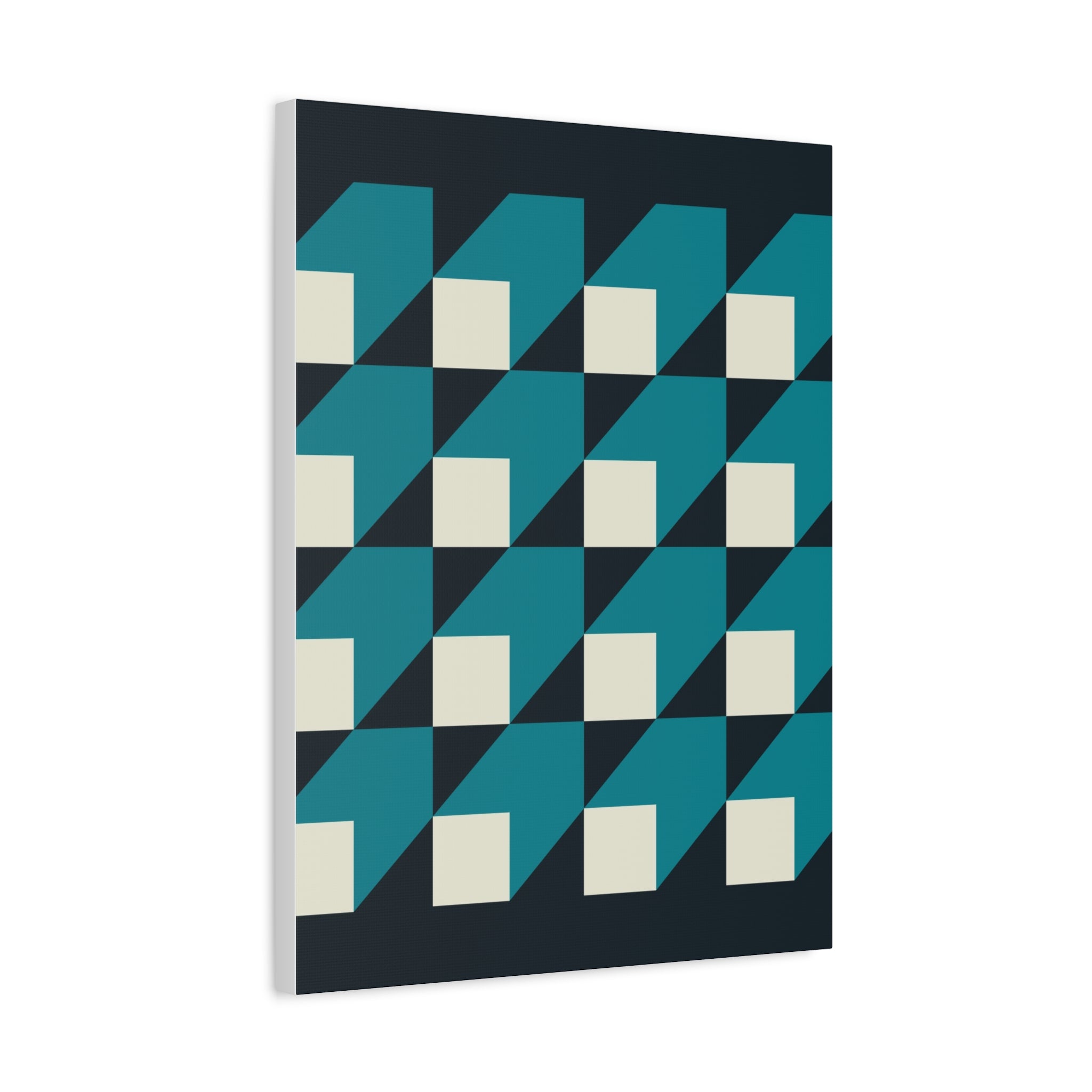 Geometric Teal Abstract Canvas Art