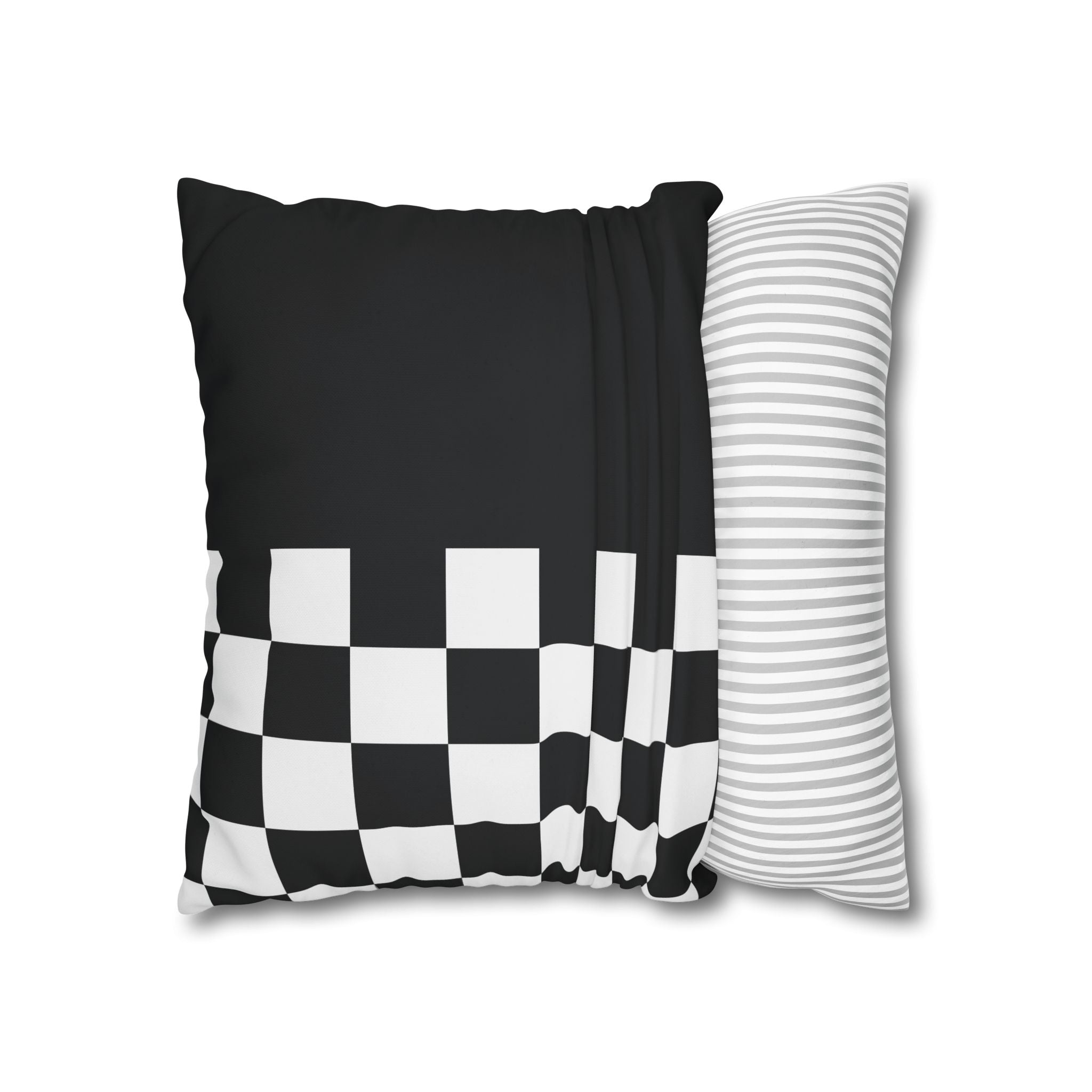 Abstract Checkered Pillowcase - Black & White