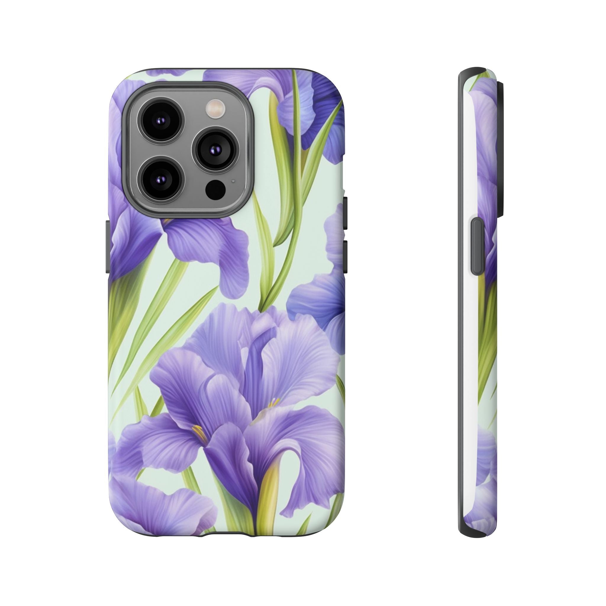 Purple Iris Floral iPhone Case - Hexagon Stone