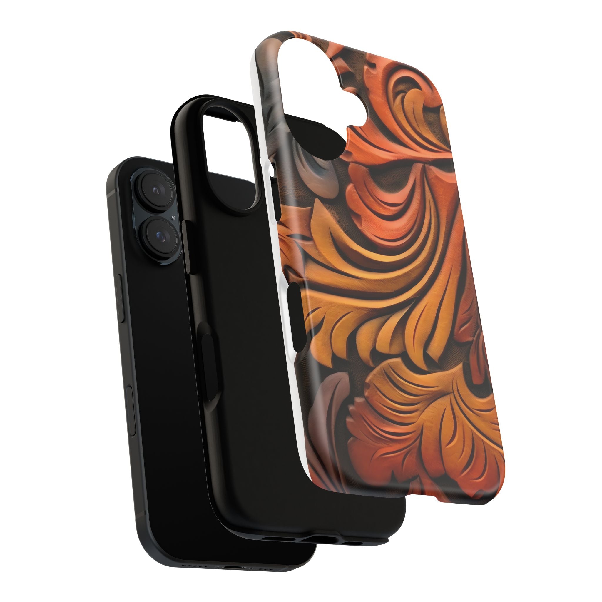 Art Nouveau Leather iPhone Case - Hexagon Stone