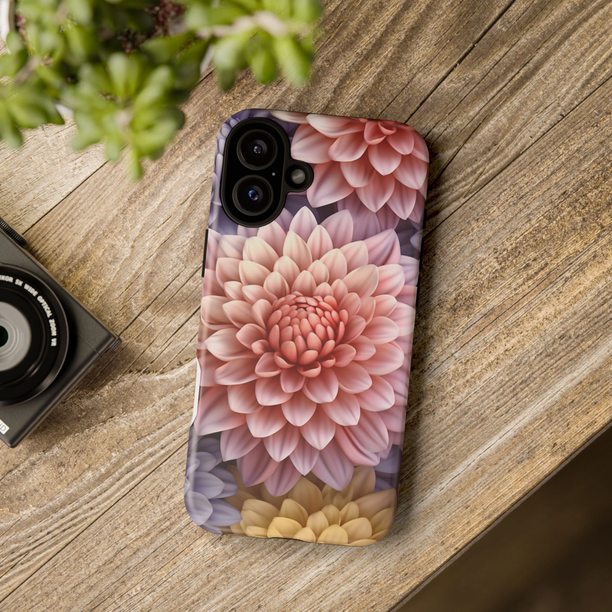 Dahlia Bloom Hexagon Stone iPhone Case