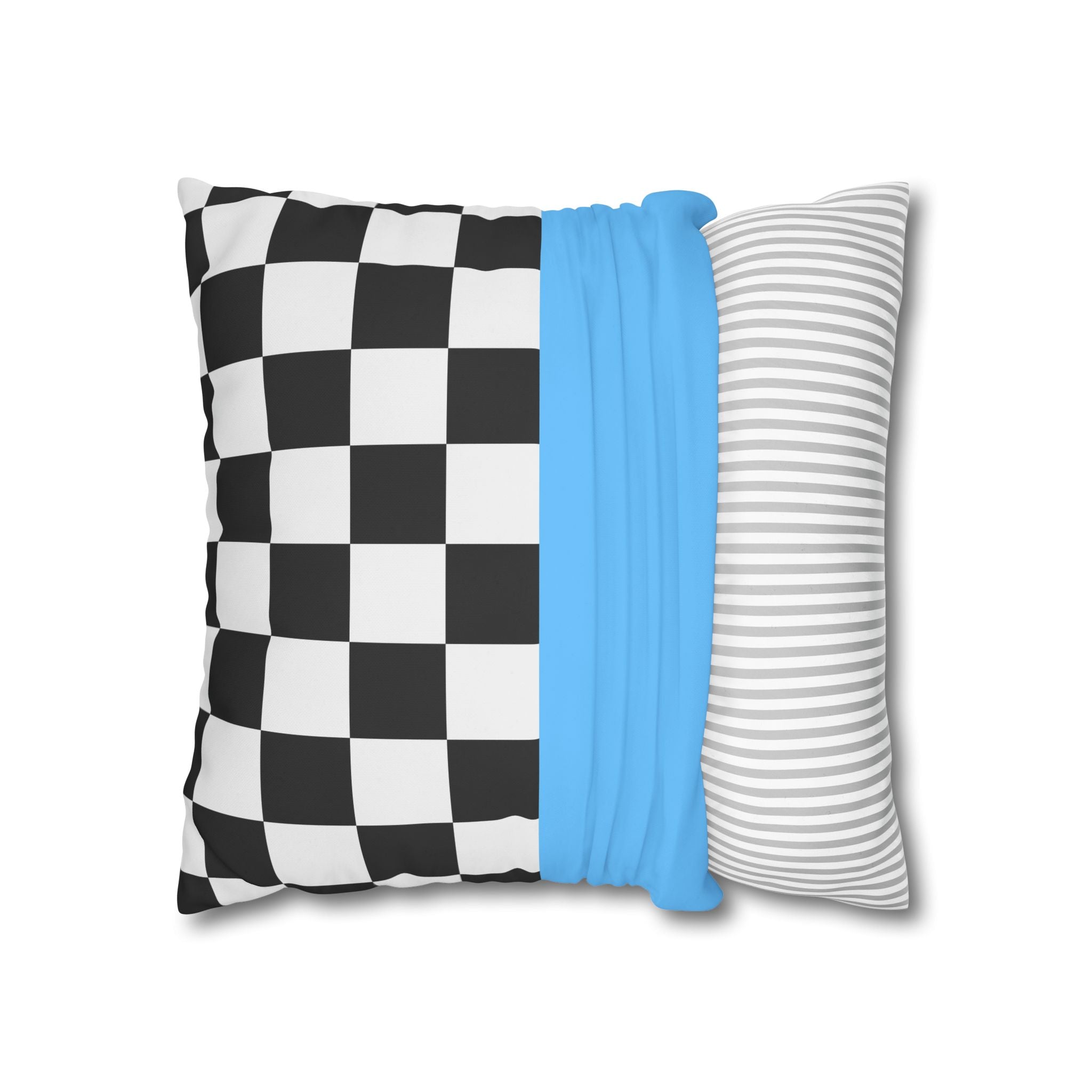 Checkered & Blue Pillowcase - Modern Design