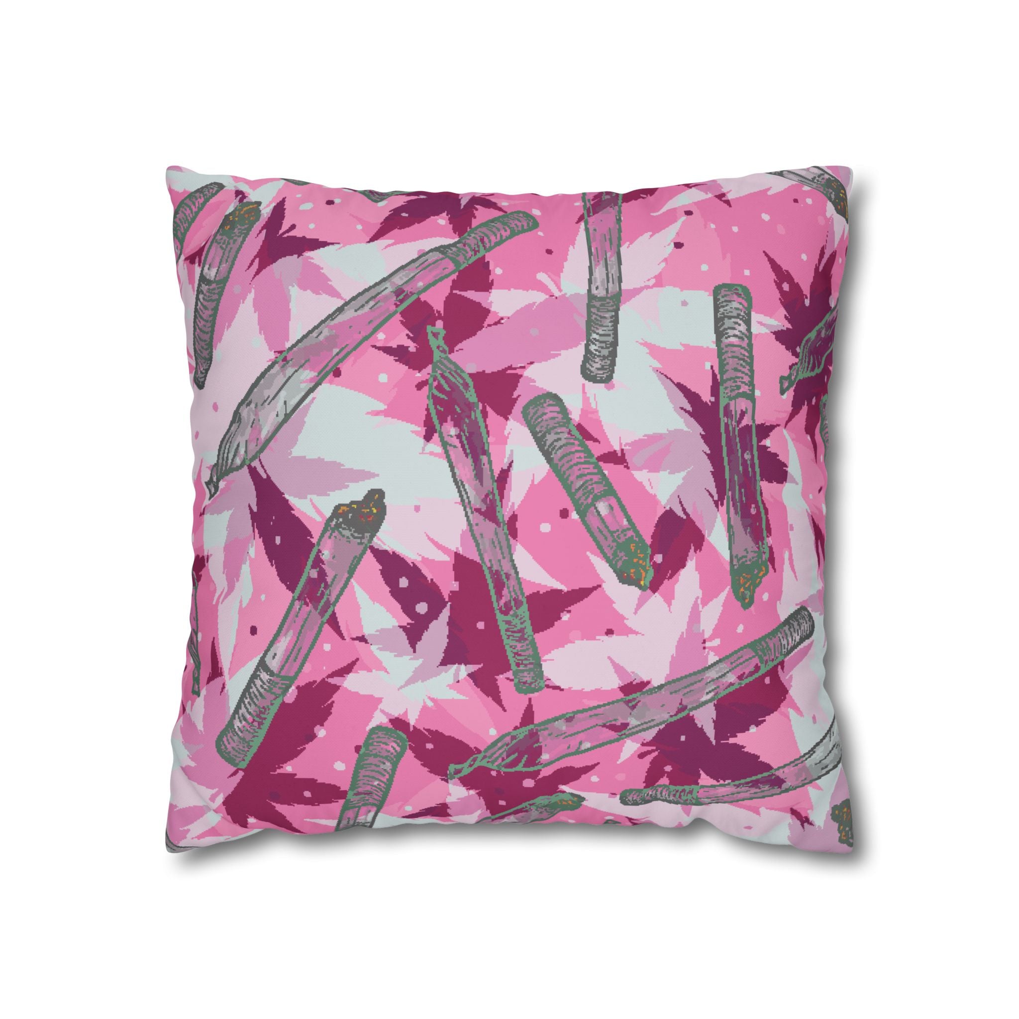 Pink Cannabis Leaf & Joint Pillowcase