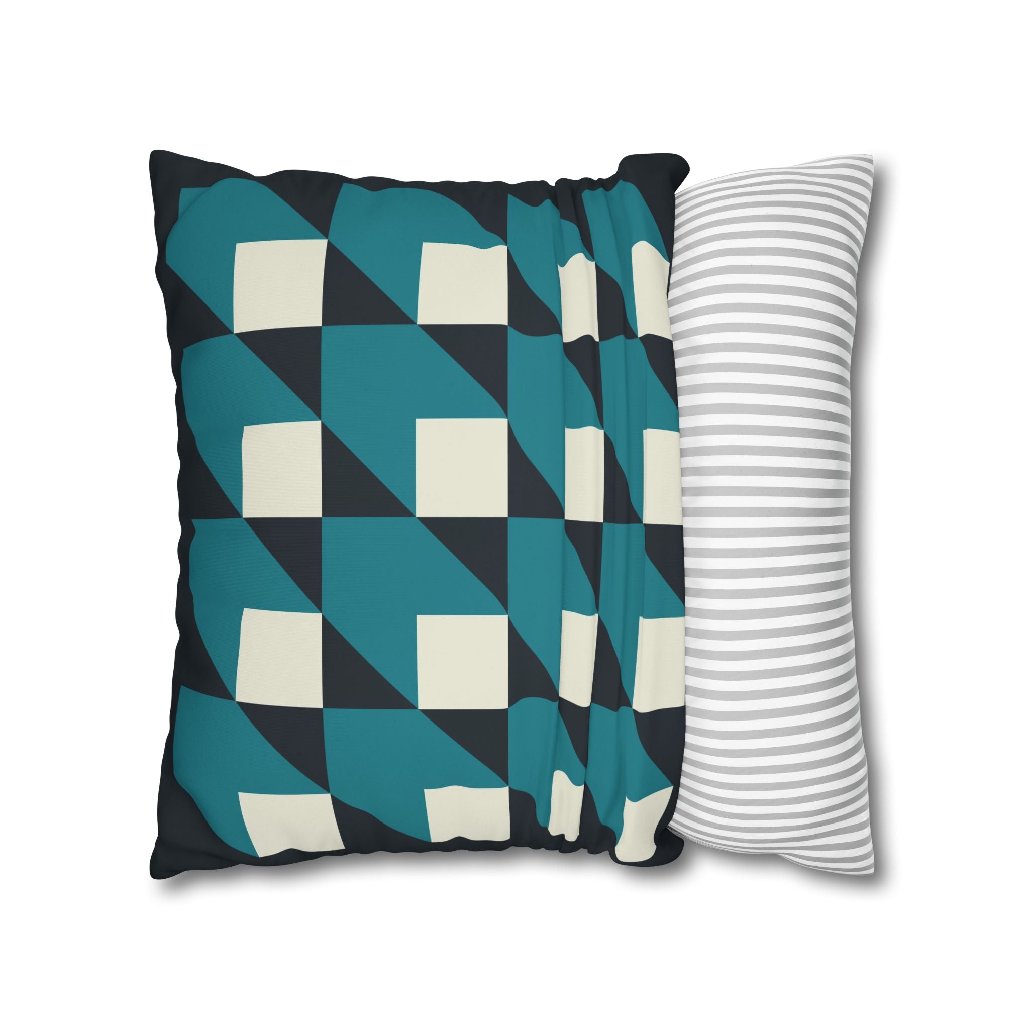 Geometric Teal & White Cube Pillowcase