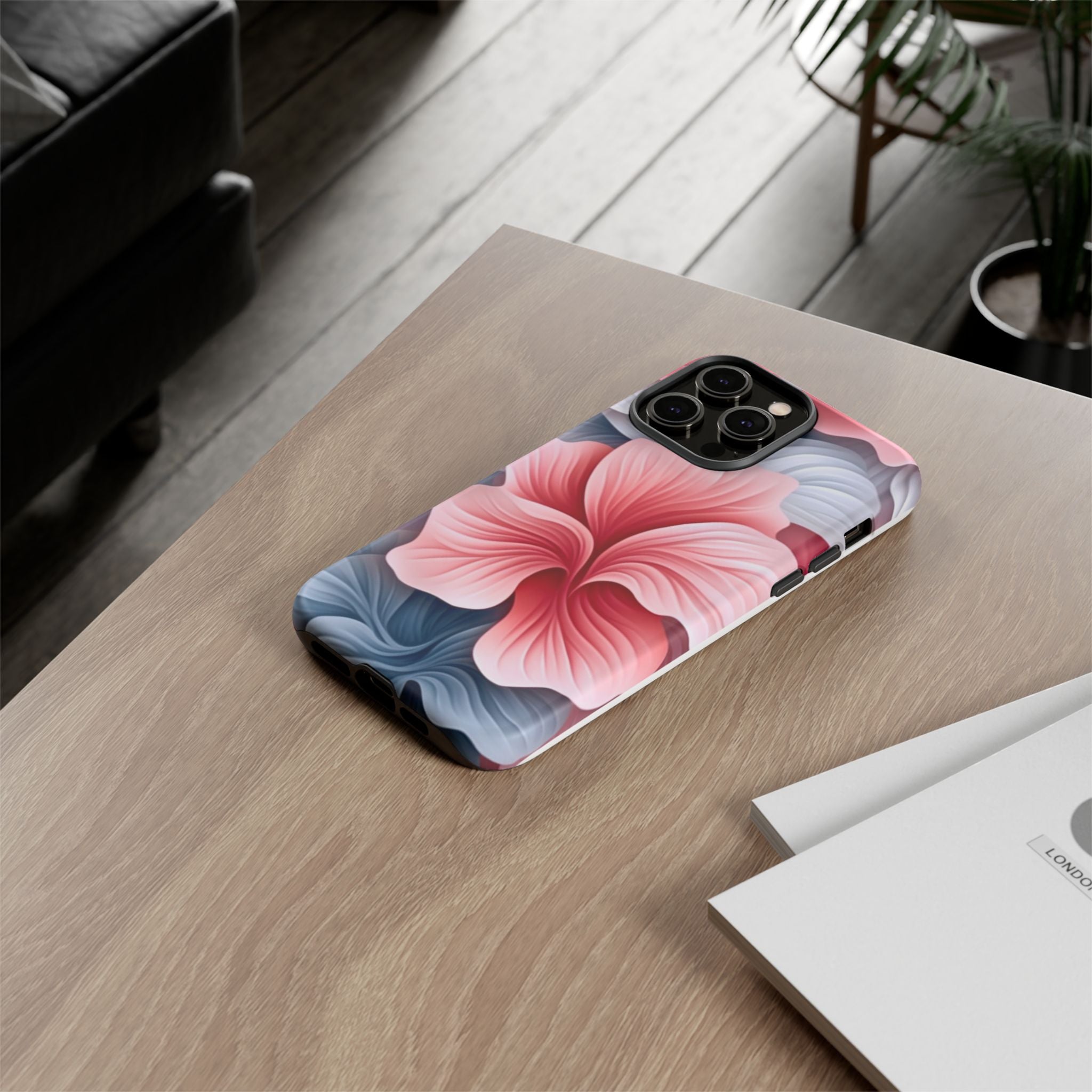 Abstract Floral Pink iPhone Case - Hexagon Stone