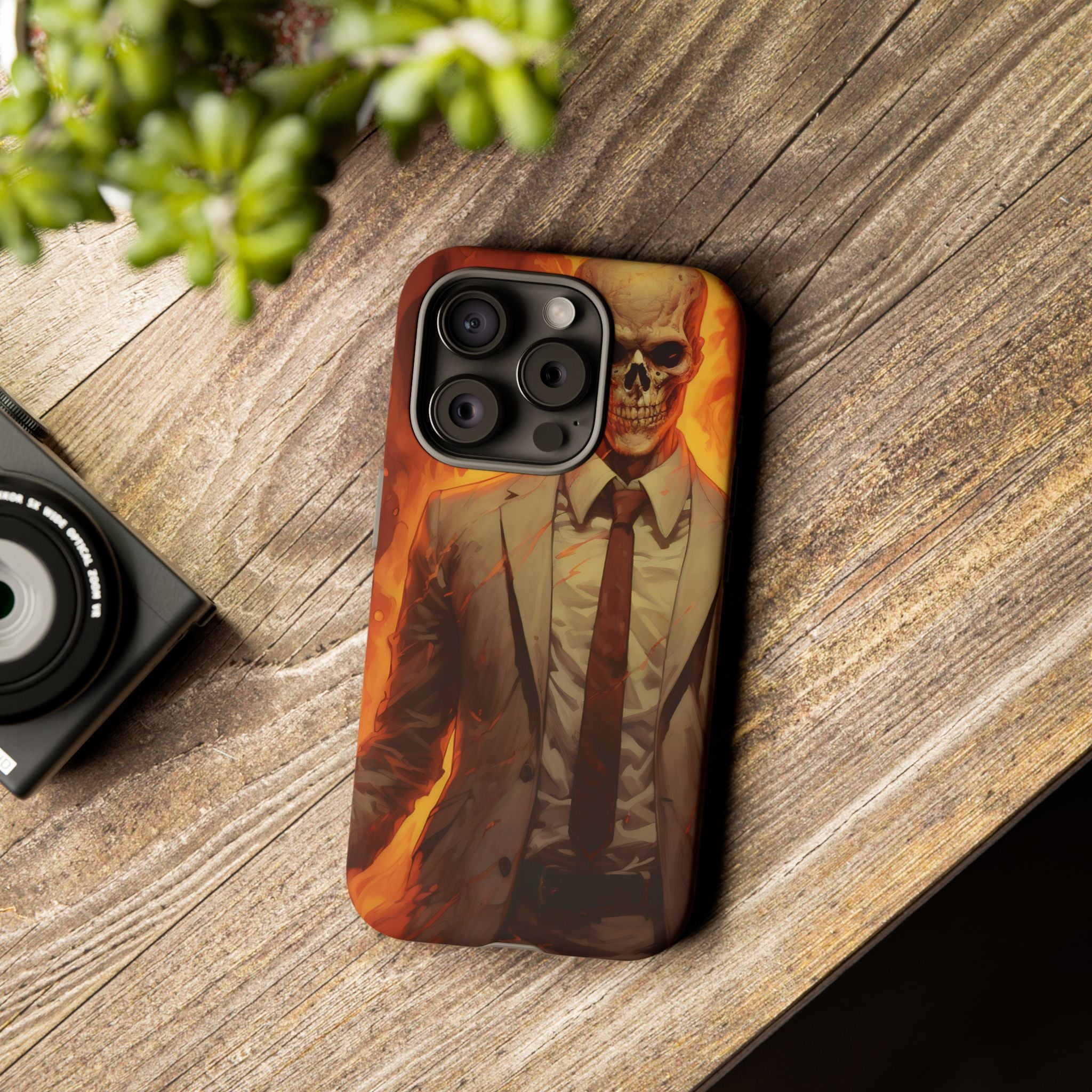 Fiery Skull Man Hexagon Stone iPhone Case