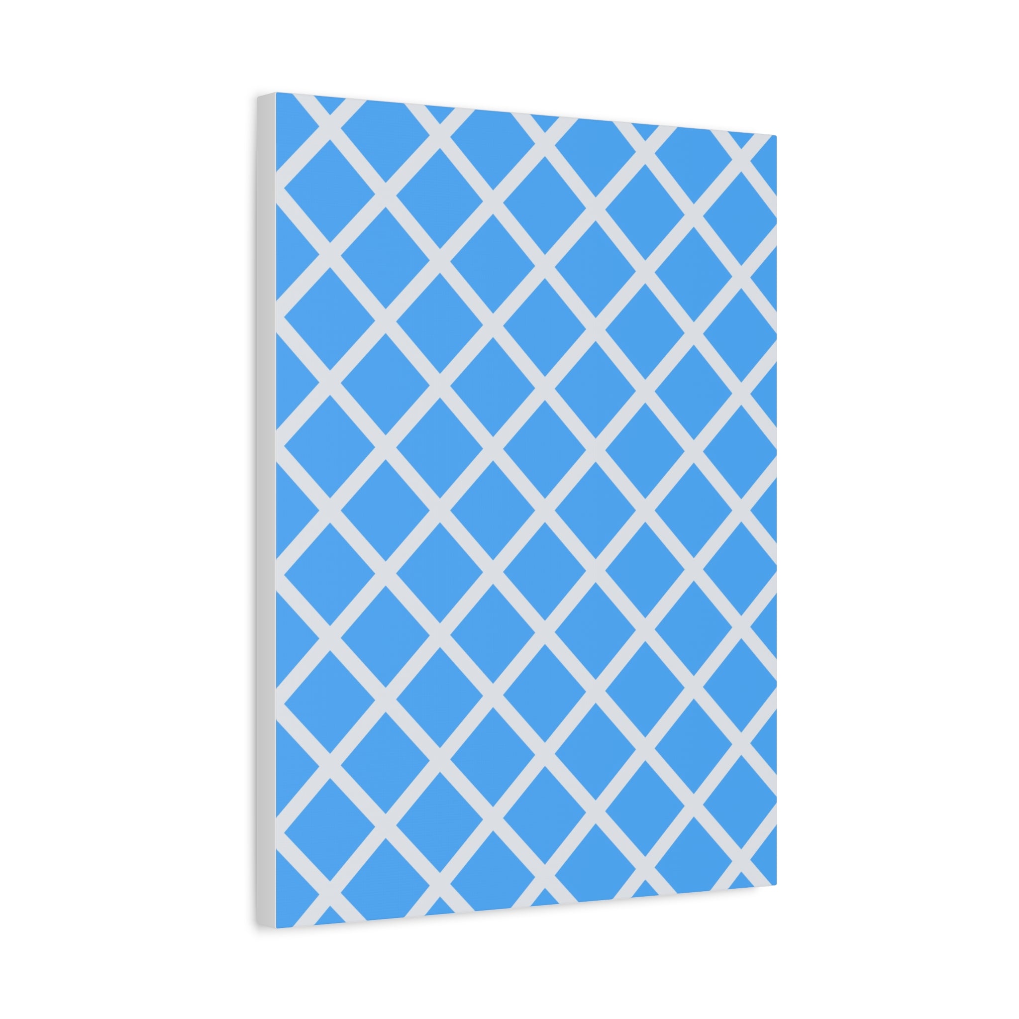 Sky Blue Diamond Grid Matte Canvas Art