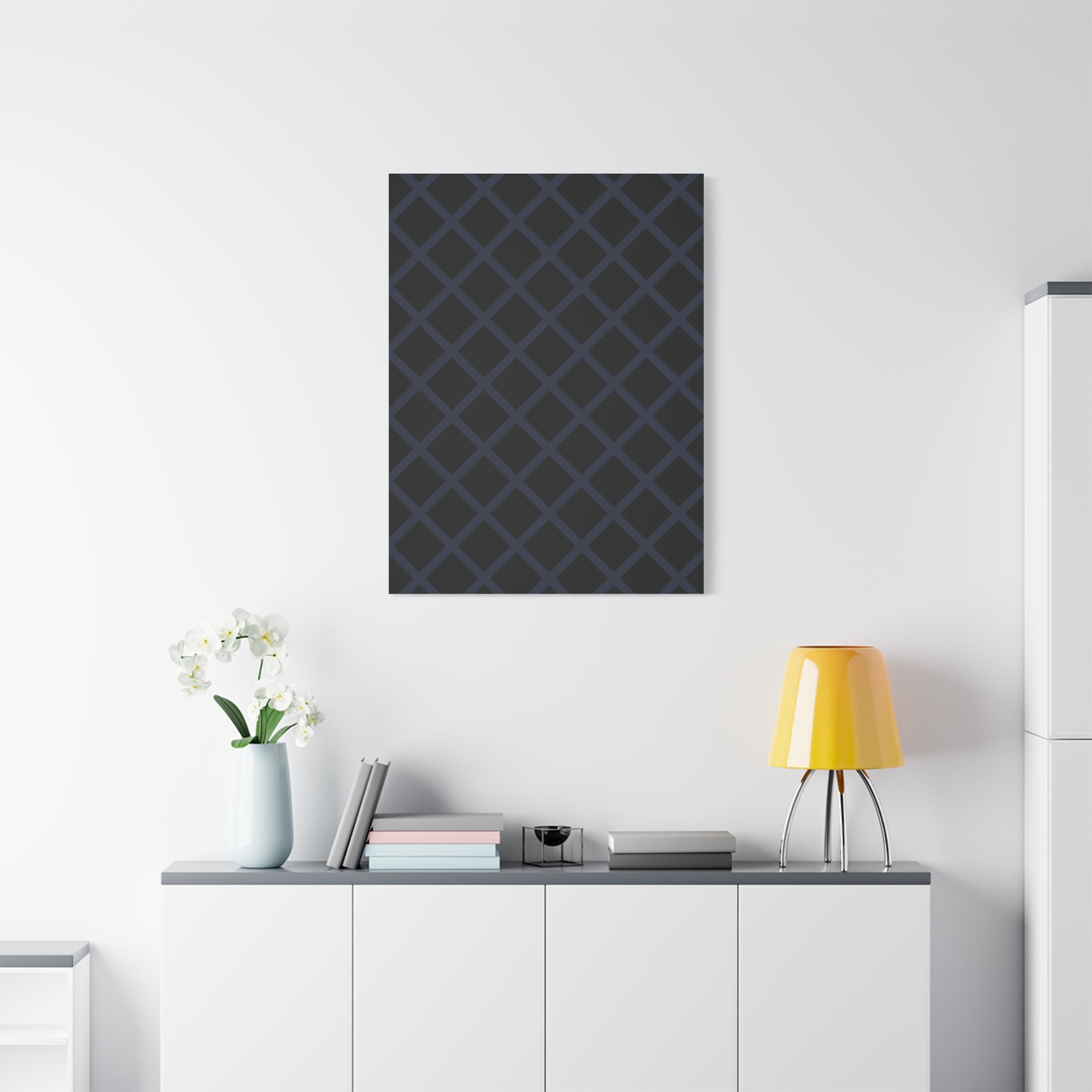 Geometric Diamond Lattice Canvas Art