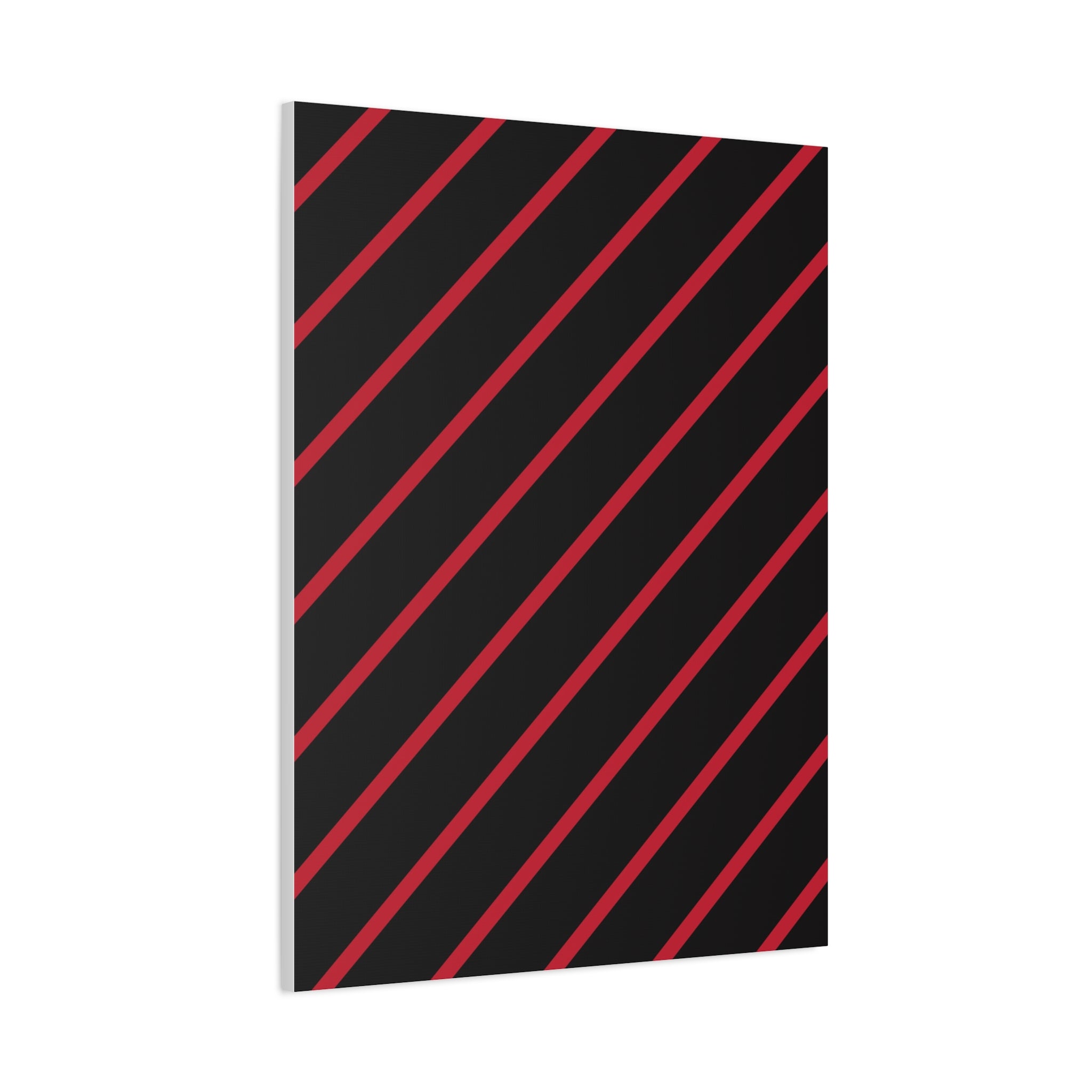 Crimson Diagonal Stripes Matte Canvas Art