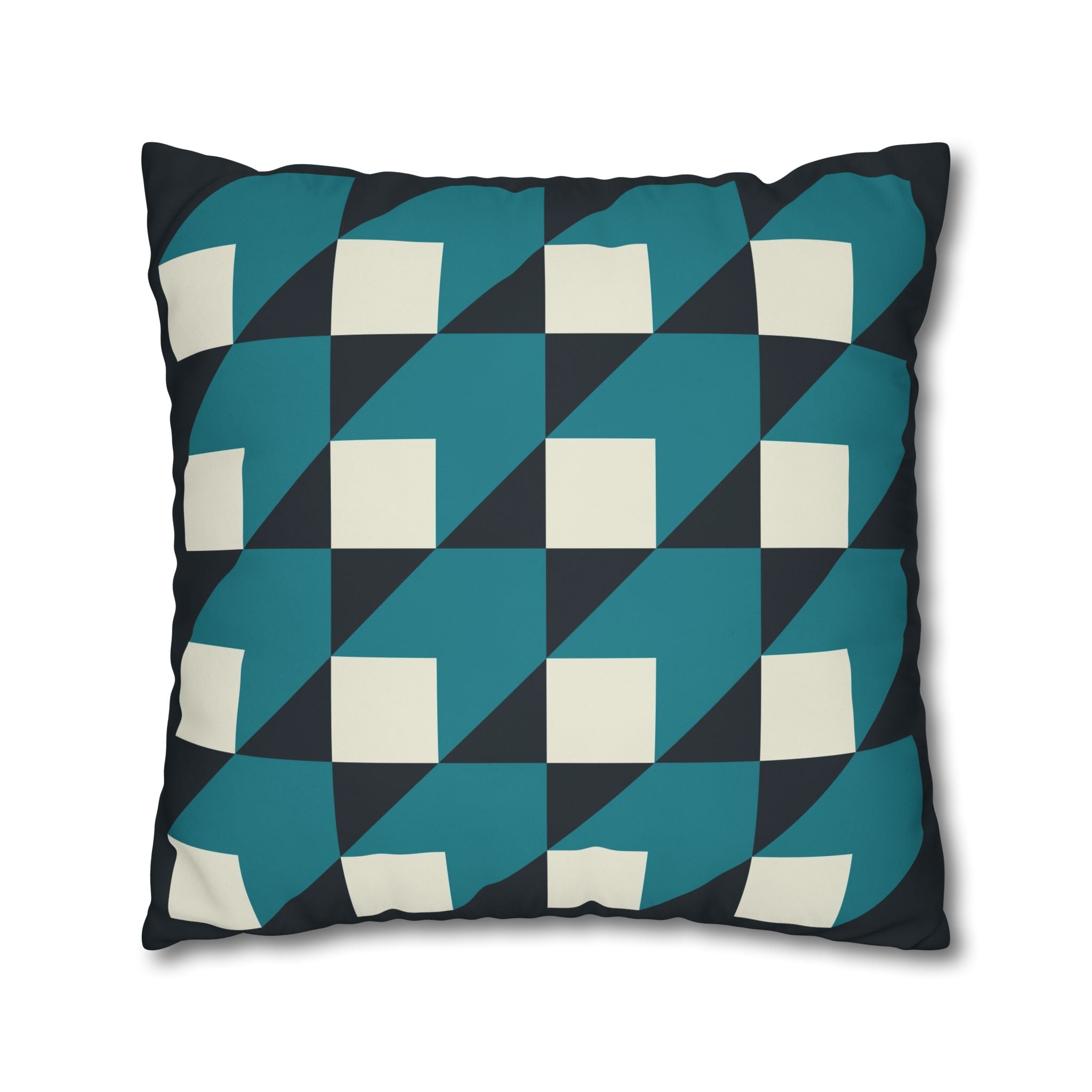 Geometric Teal & White Cube Pillowcase