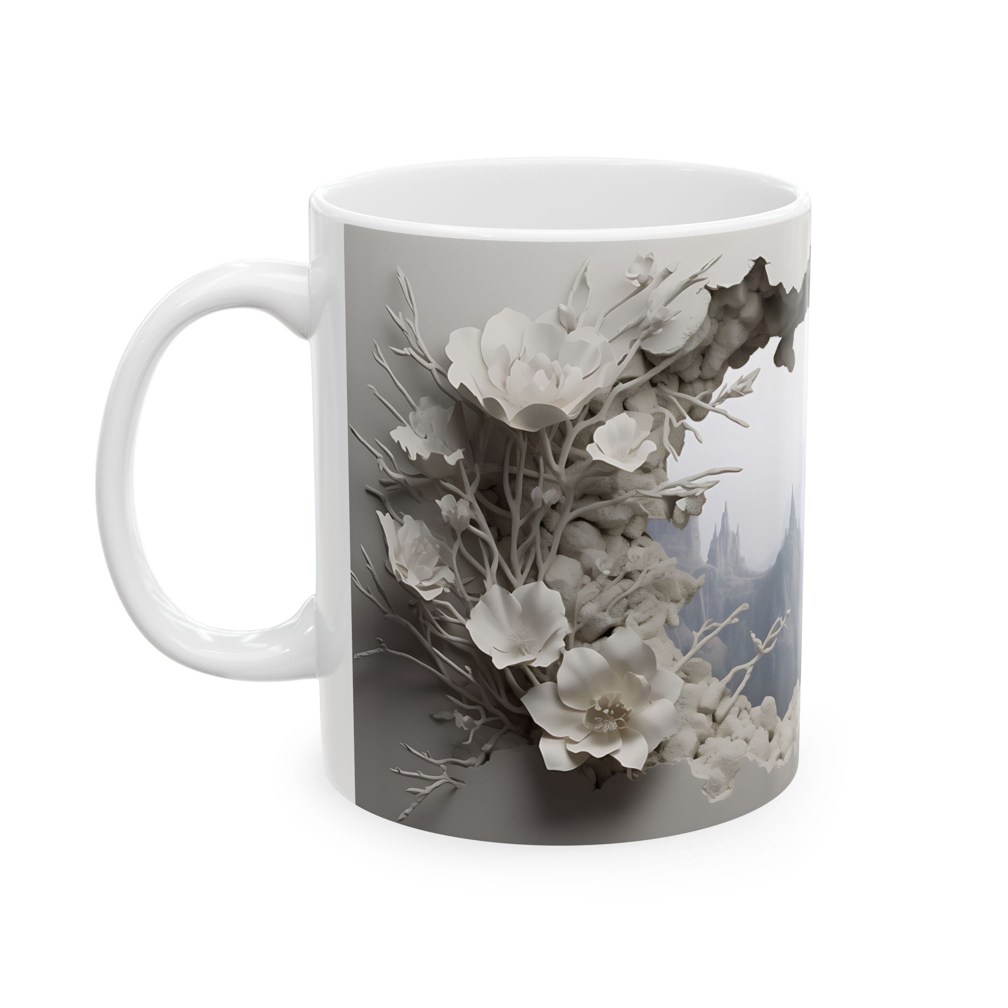 Surreal Paper Flower Mountain Mug