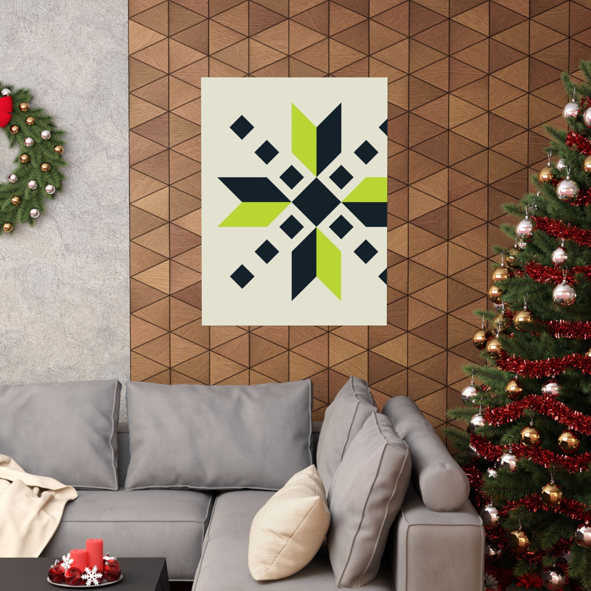 Geometric Green Starburst Poster