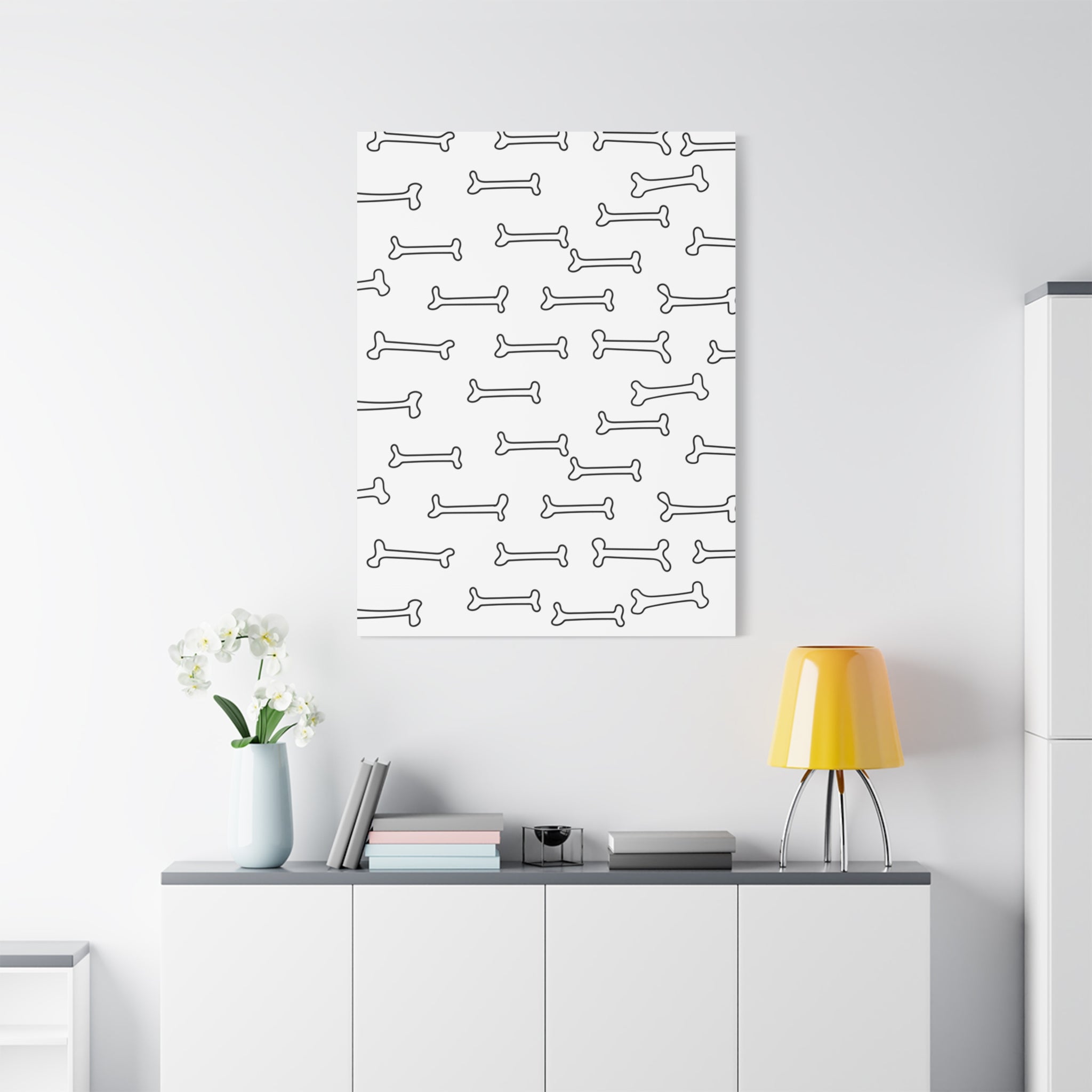 Minimalist Bone Pattern Matte Canvas Art