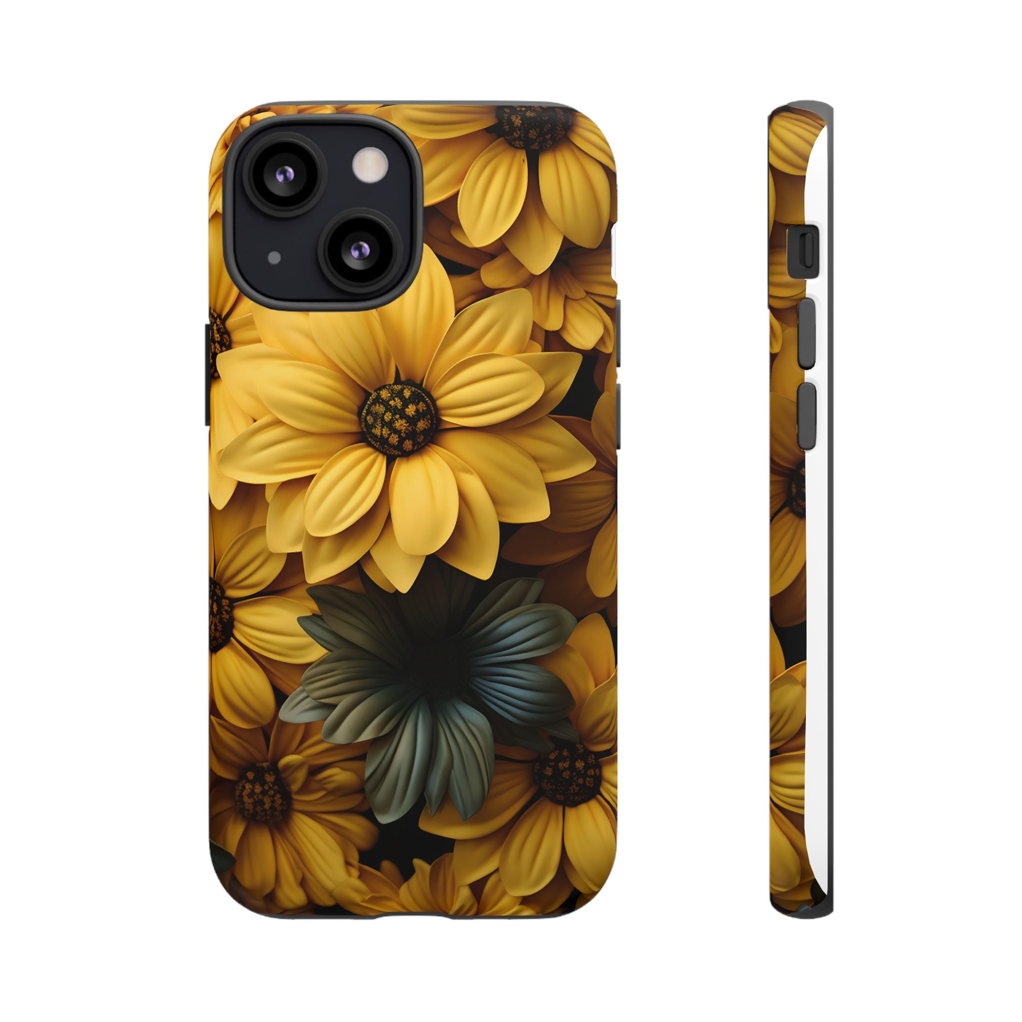 Golden Bloom Hexagon iPhone Case - Rugged Texture