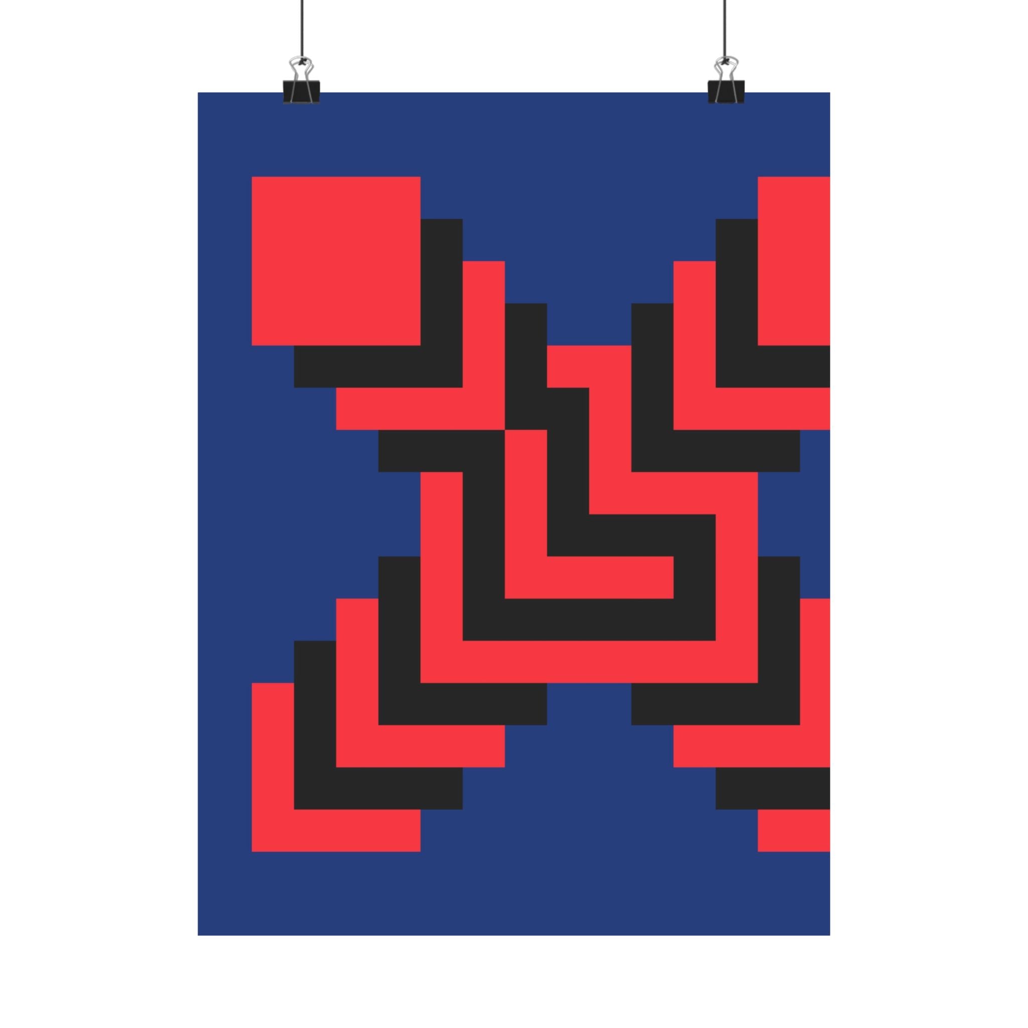 Geometric X Poster: Abstract Red & Black Art