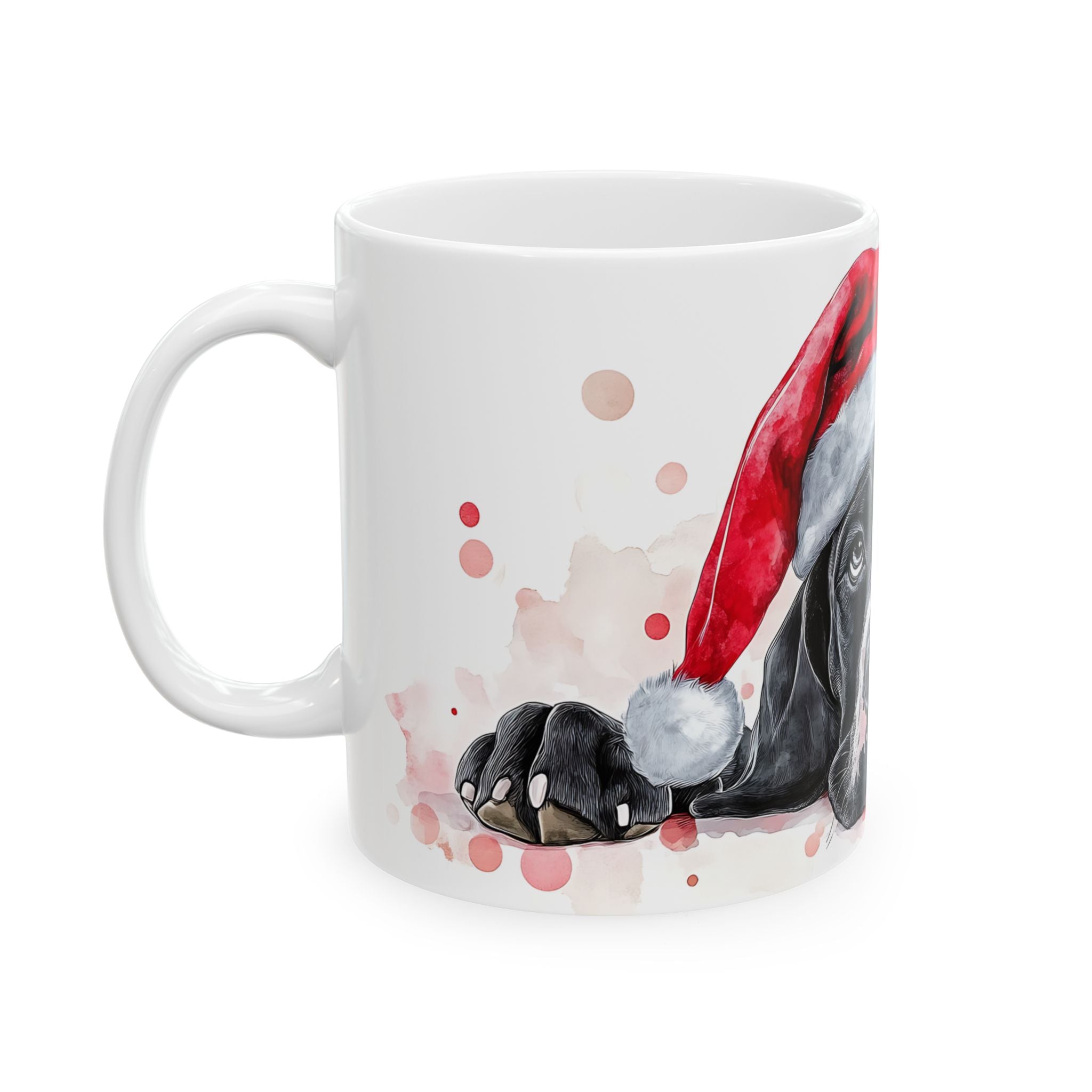 Melancholy Pointer in Santa Hat Mug