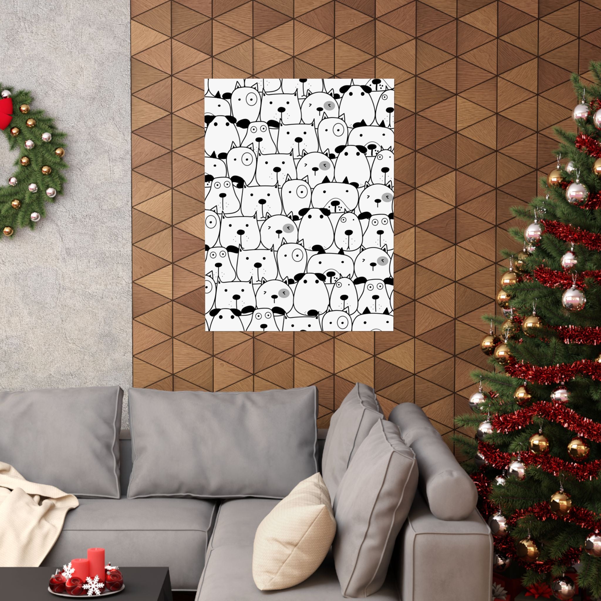 Cute Cartoon Dogs Seamless Pattern Poster