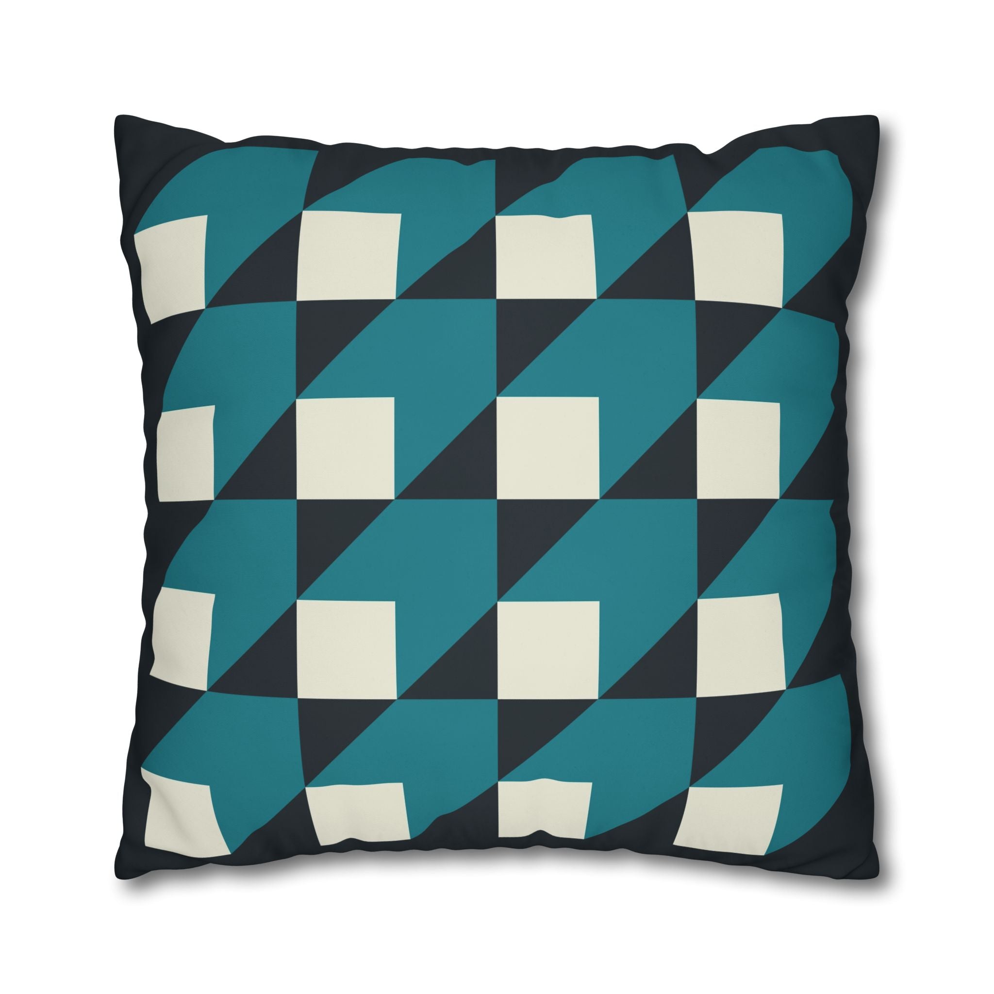 Geometric Teal & White Cube Pillowcase