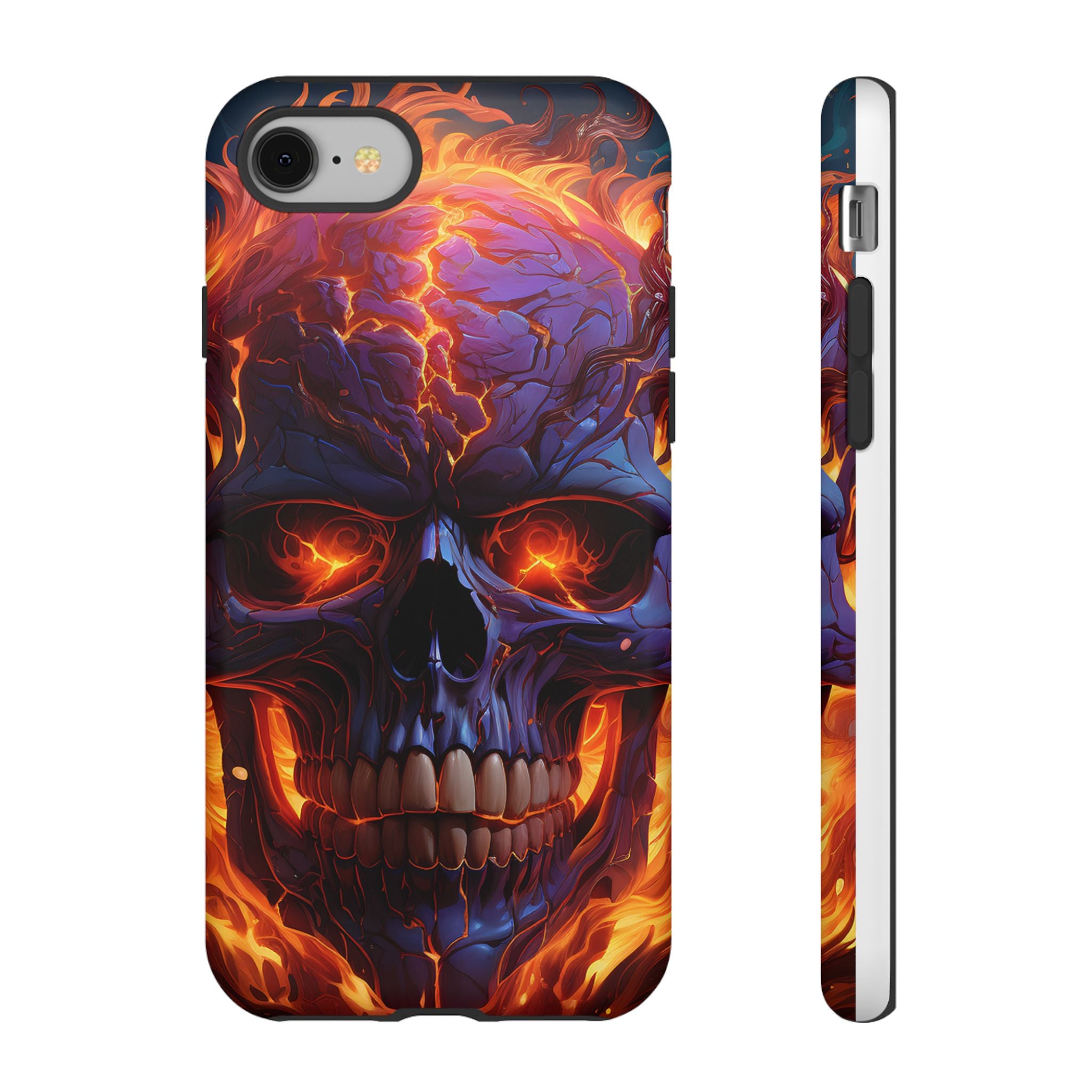 Fiery Skull Hexagon iPhone Case - Rugged Texture