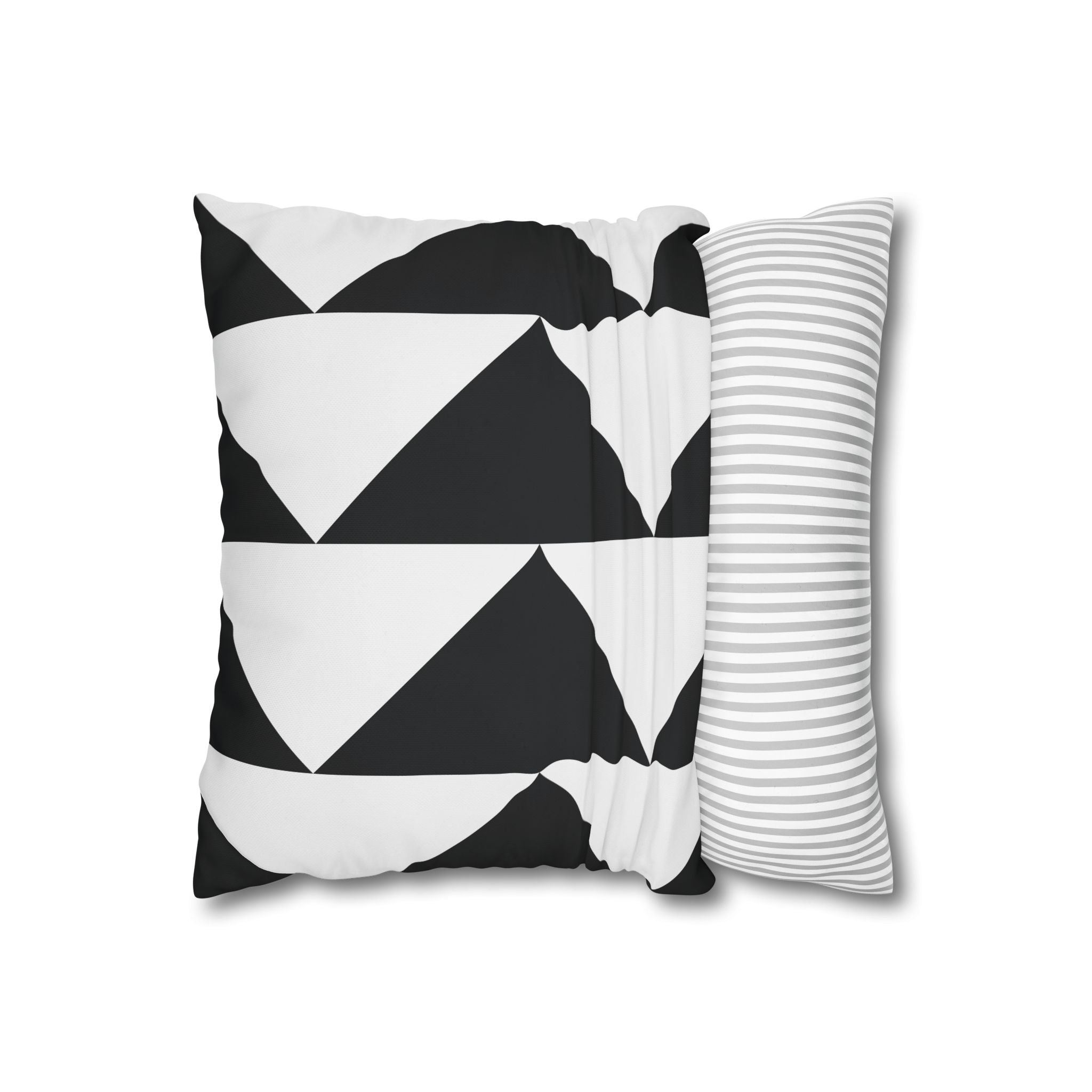 Geometric Triangle Pillowcase - Black & White