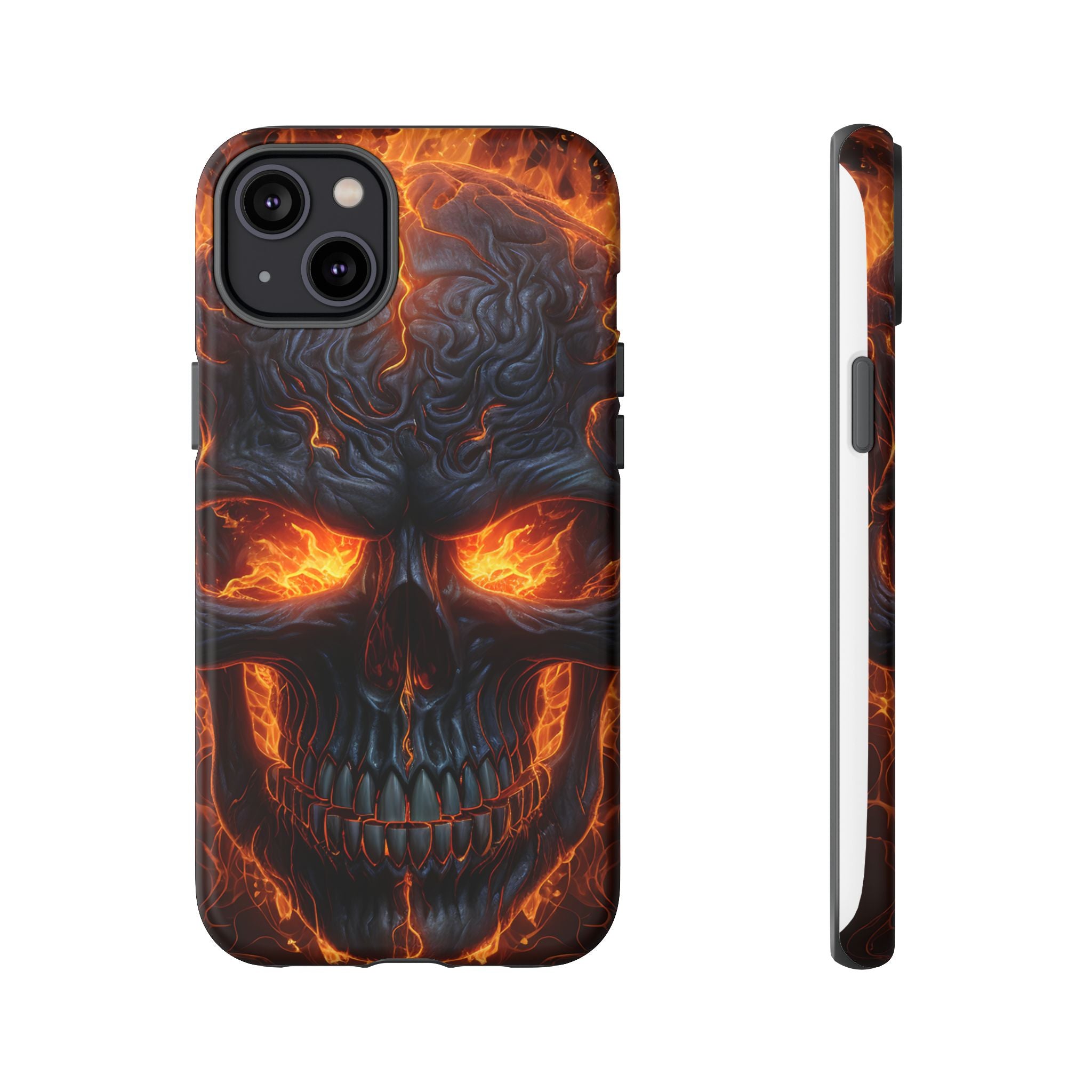 Fiery Skull Hexagon iPhone Case - Rugged Texture