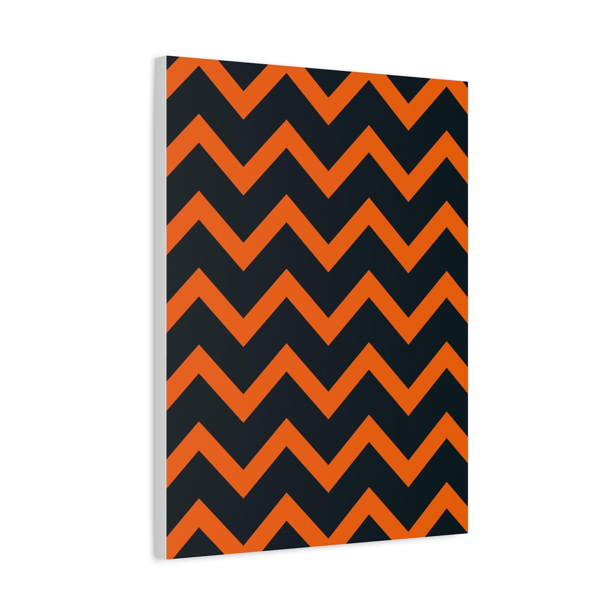 Orange & Navy Chevron Matte Canvas Art