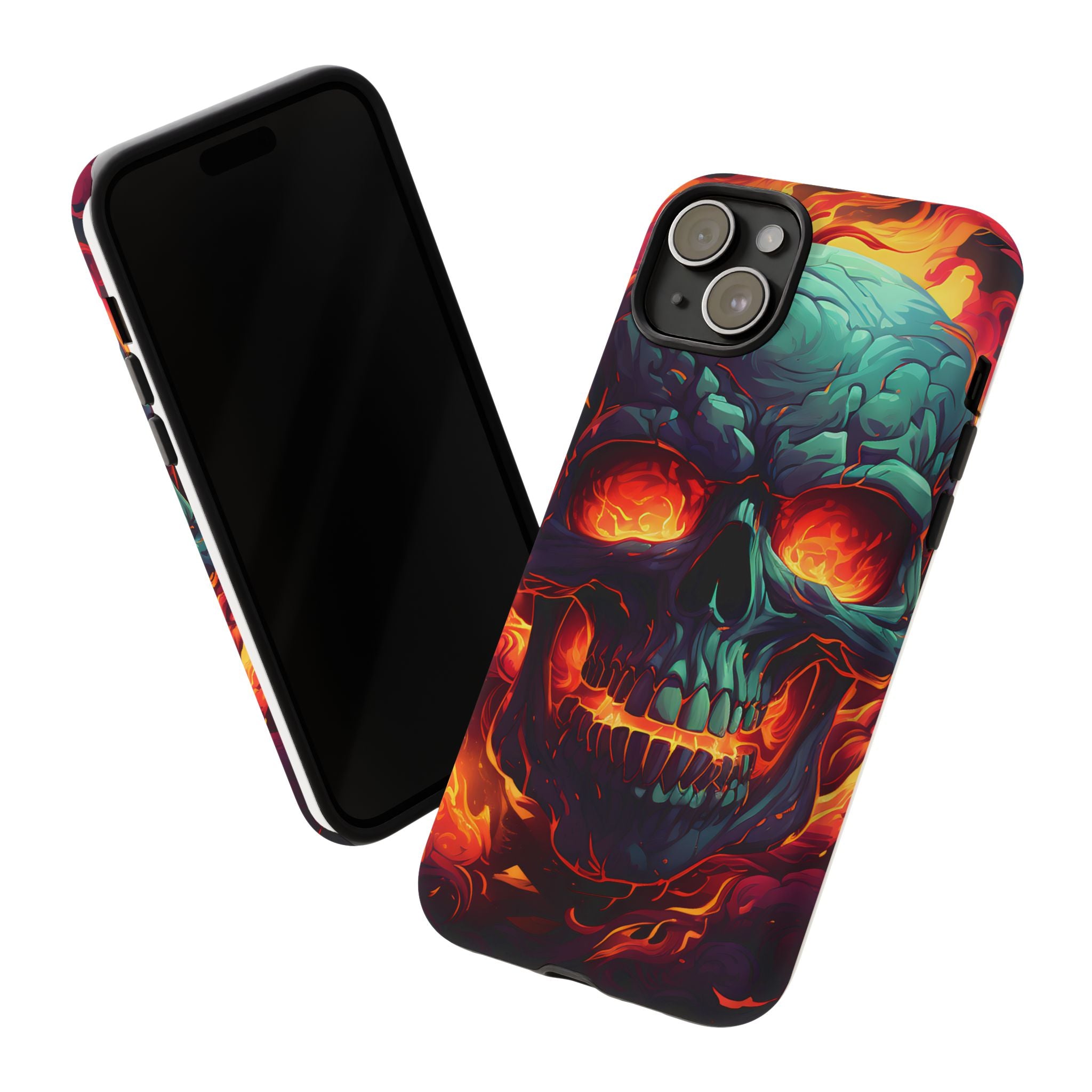 Fiery Skull Hexagon iPhone Case - Rugged