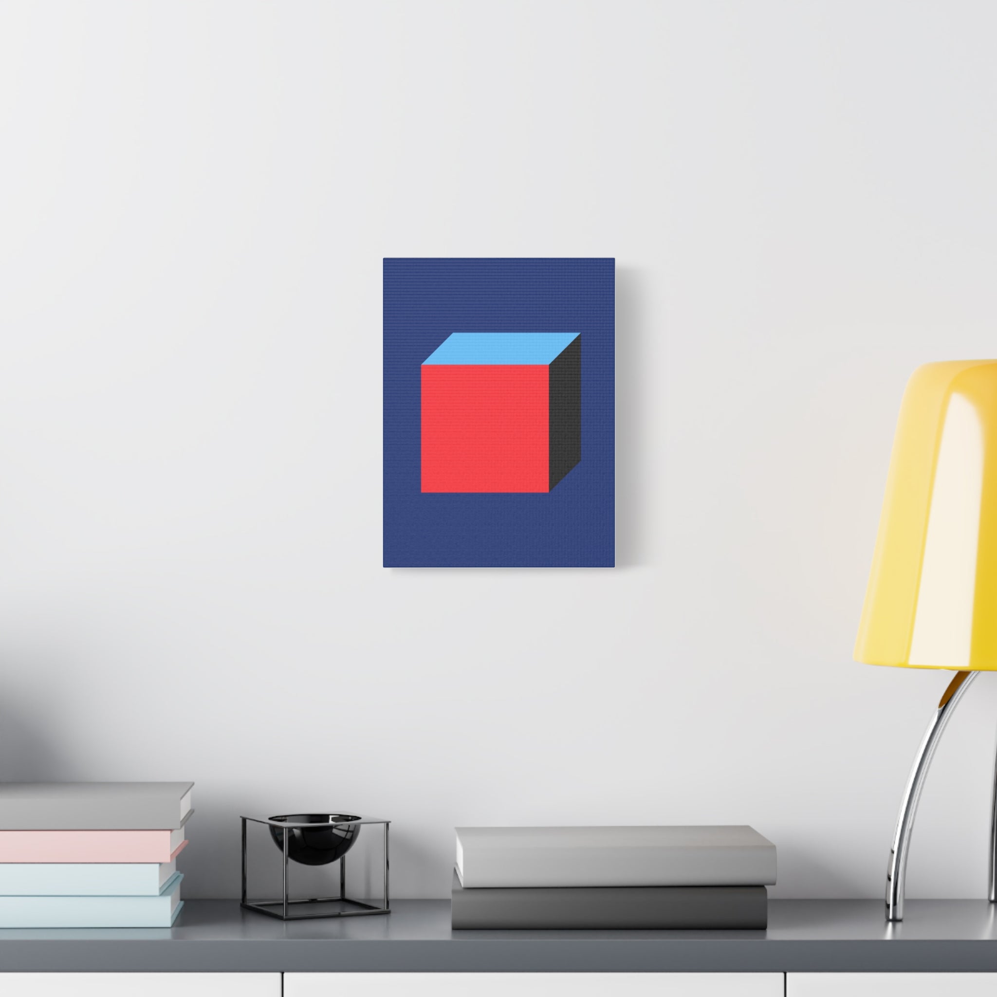 Abstract Red & Blue Cube Canvas Art