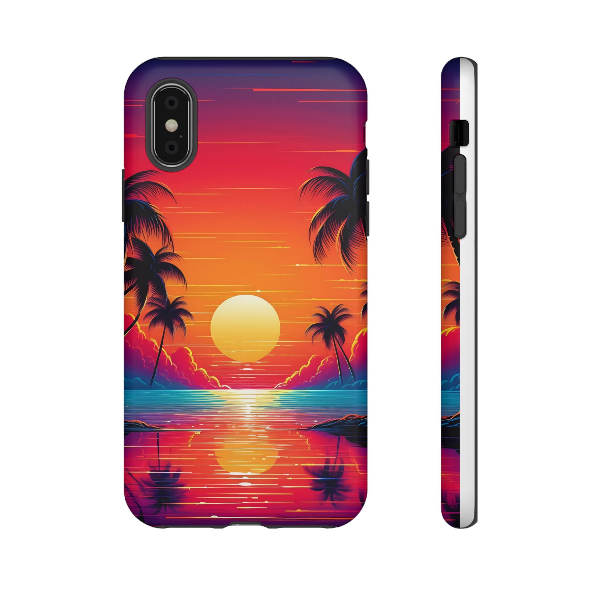 Sunset Palm Beach iPhone Case - Hexagon Stone