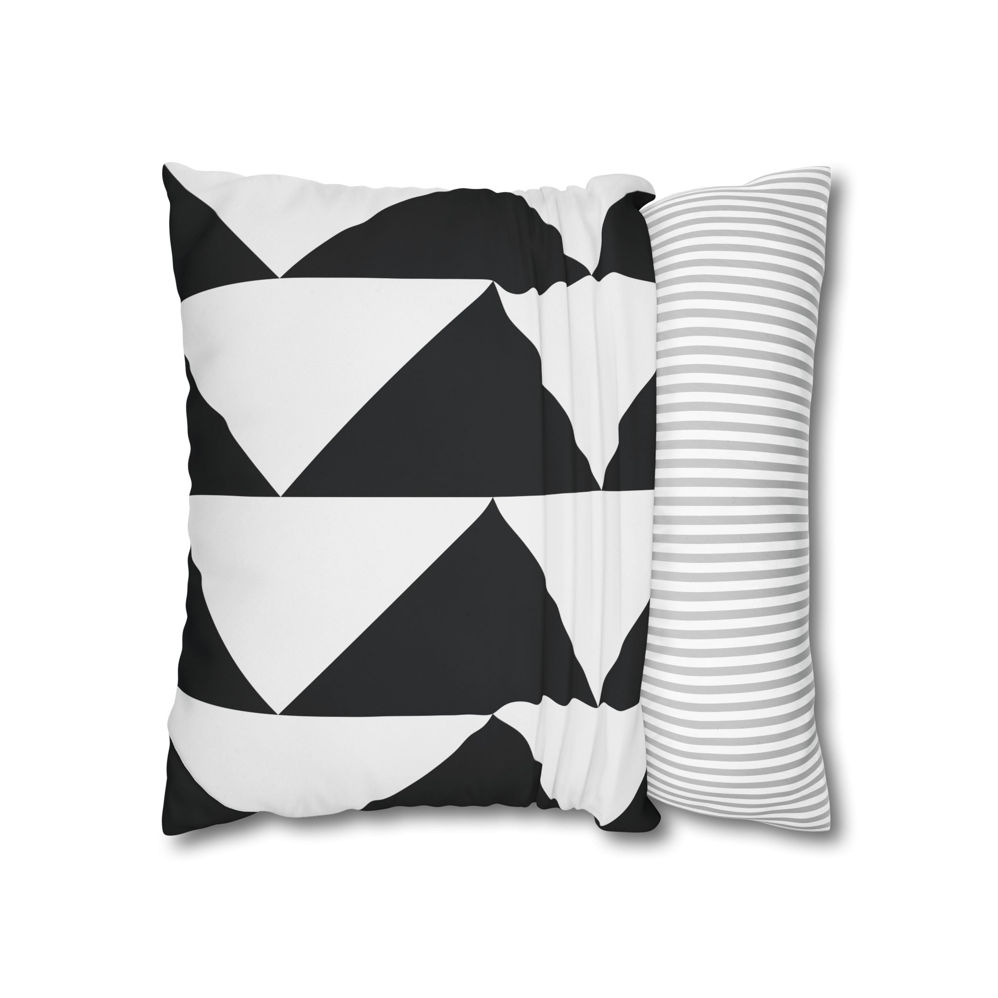 Geometric Triangle Pillowcase - Black & White