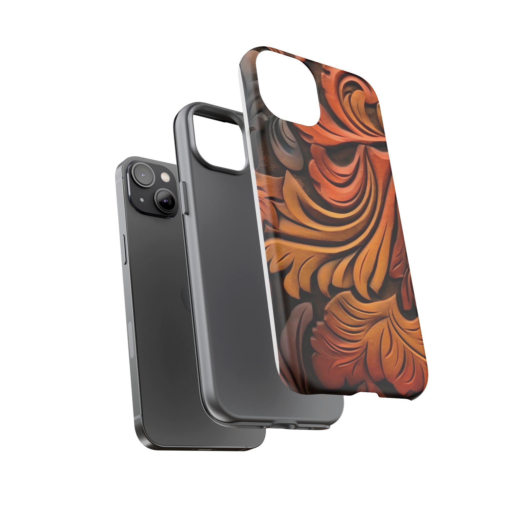 Art Nouveau Leather iPhone Case - Hexagon Stone