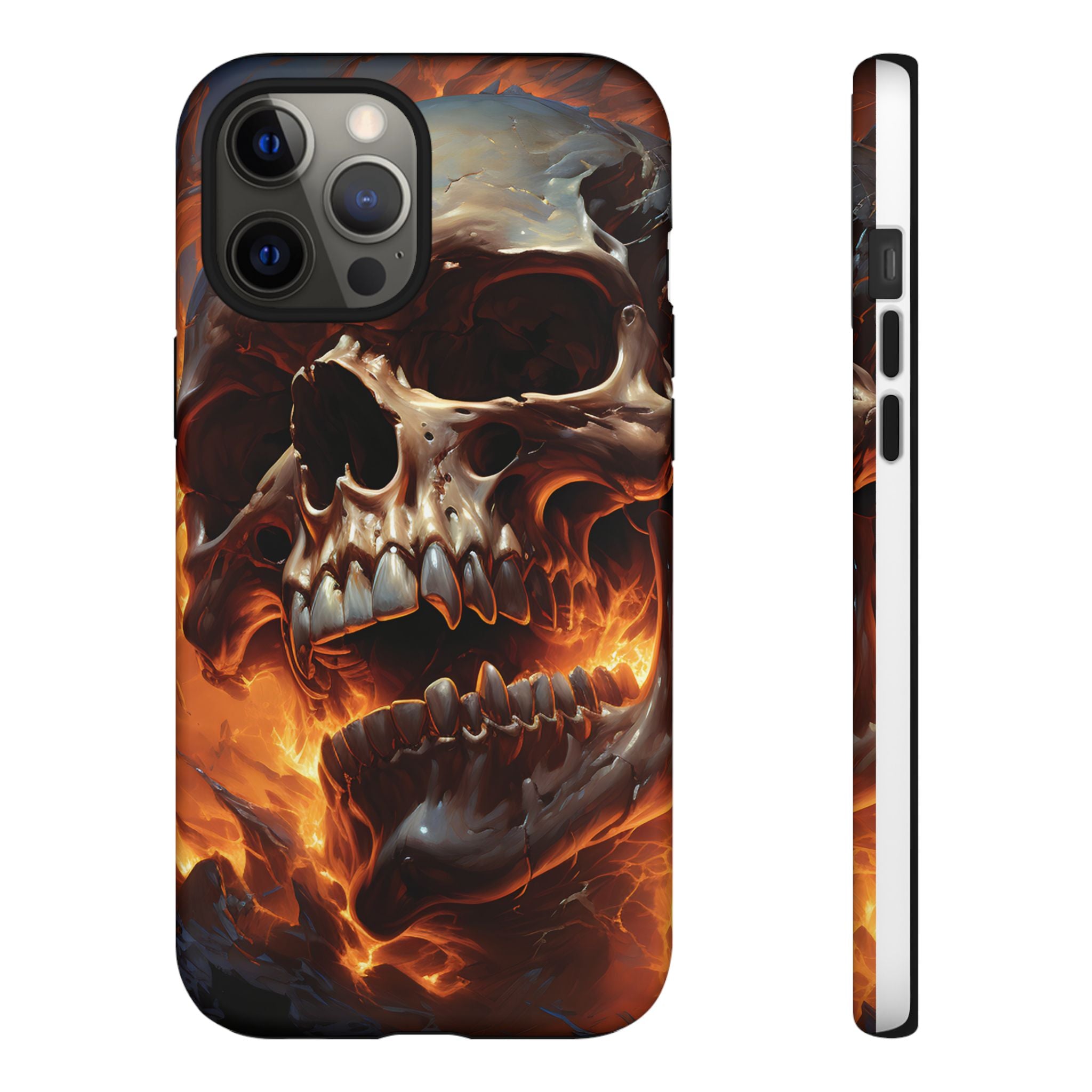 Fiery Skull Hexagon iPhone Case - Rugged