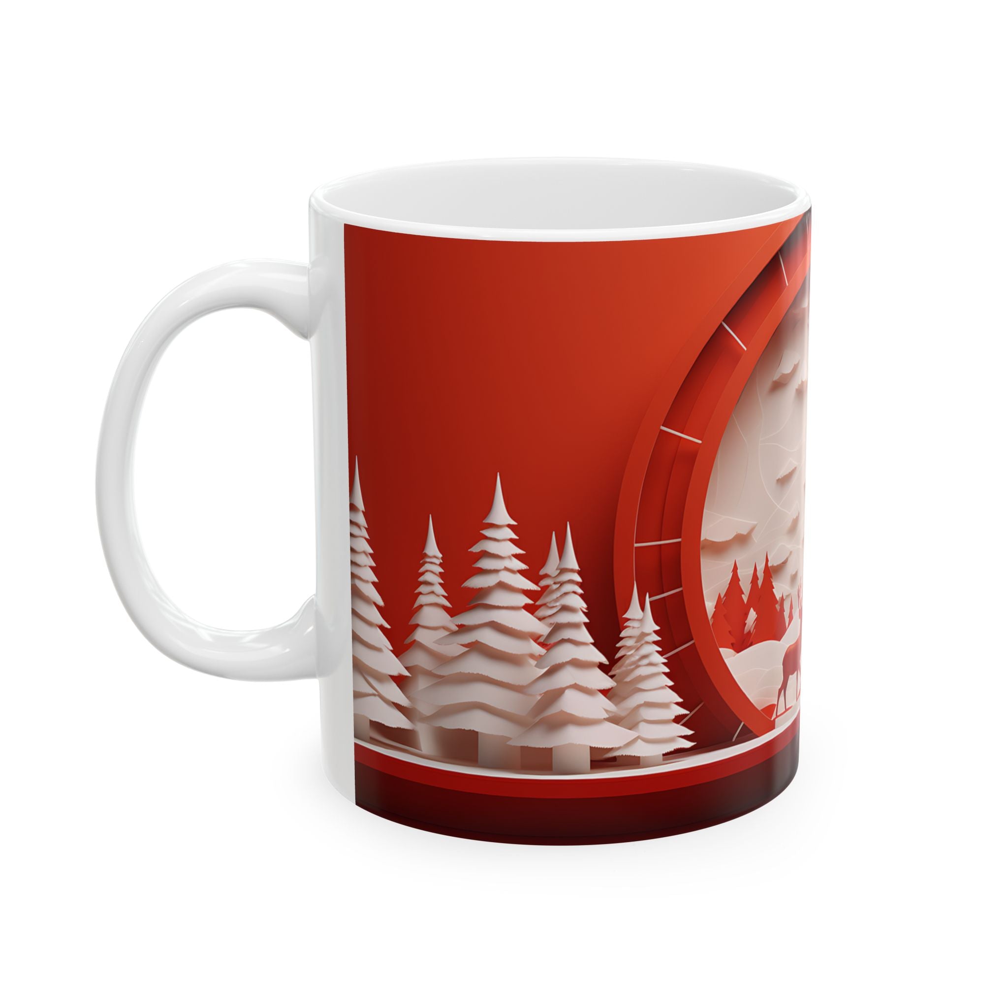 Red Xmas Reindeer Mug - Holiday Cheer