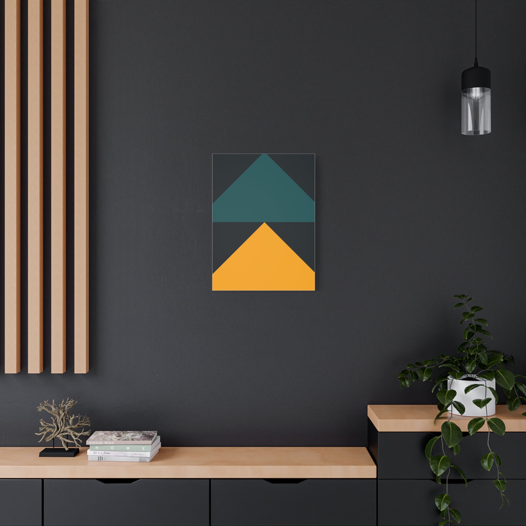 Teal & Gold Geometric Canvas Art