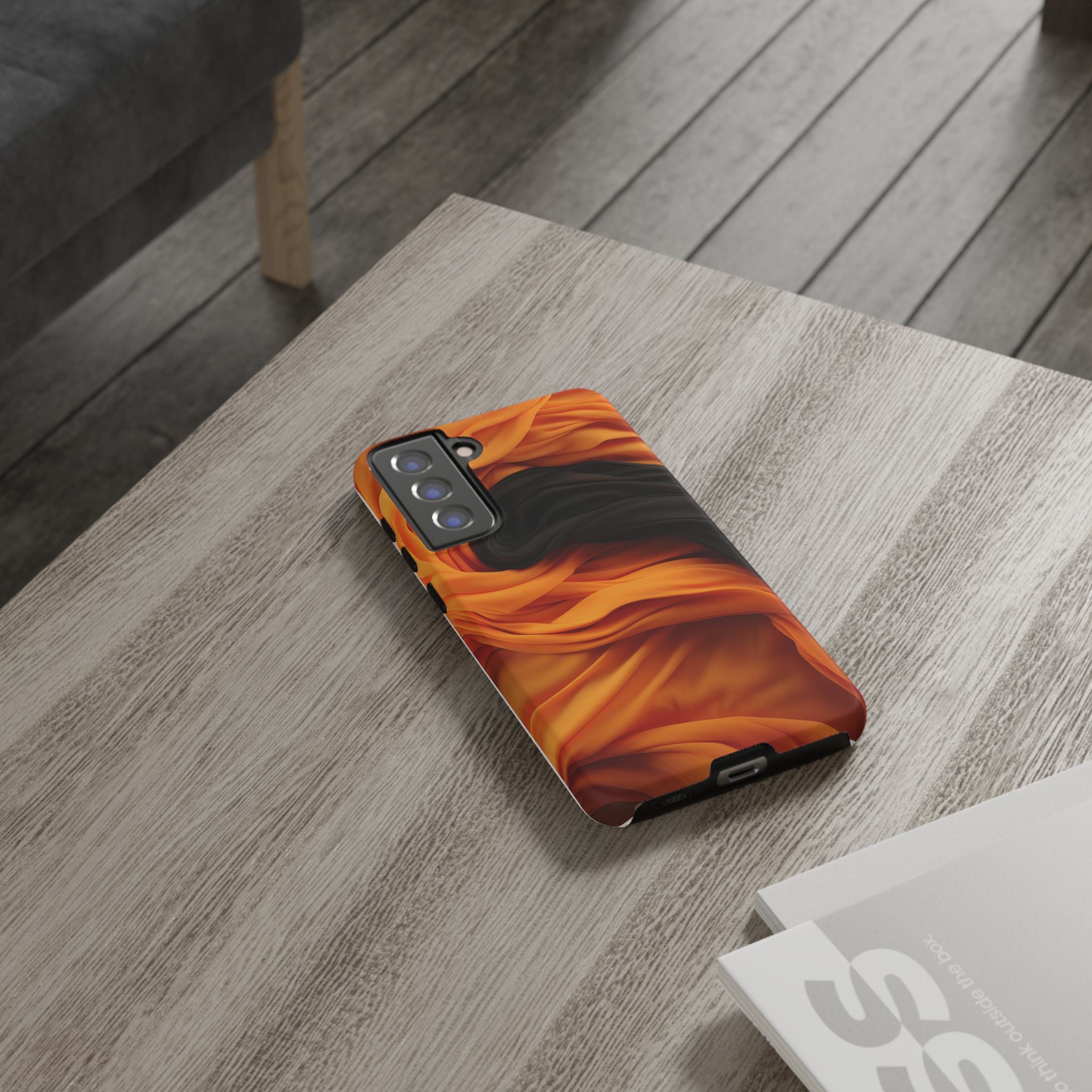 Abstract Orange & Gray Drape Samsung Case