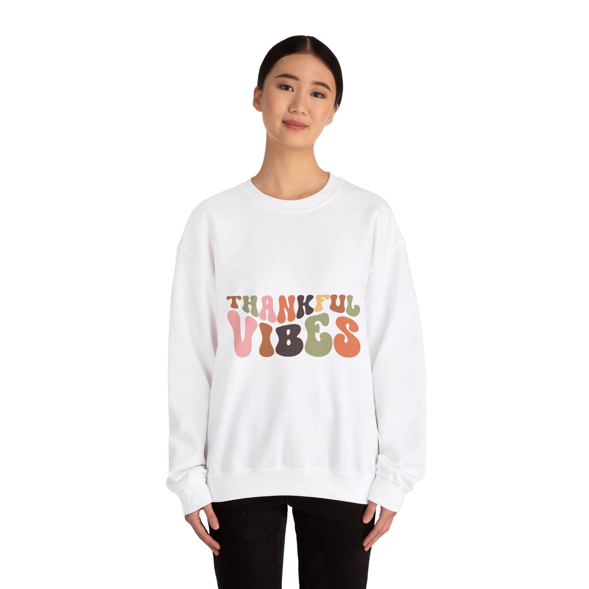 Thankful Vibes 70s Retro Thanksgiving Sweatshirt