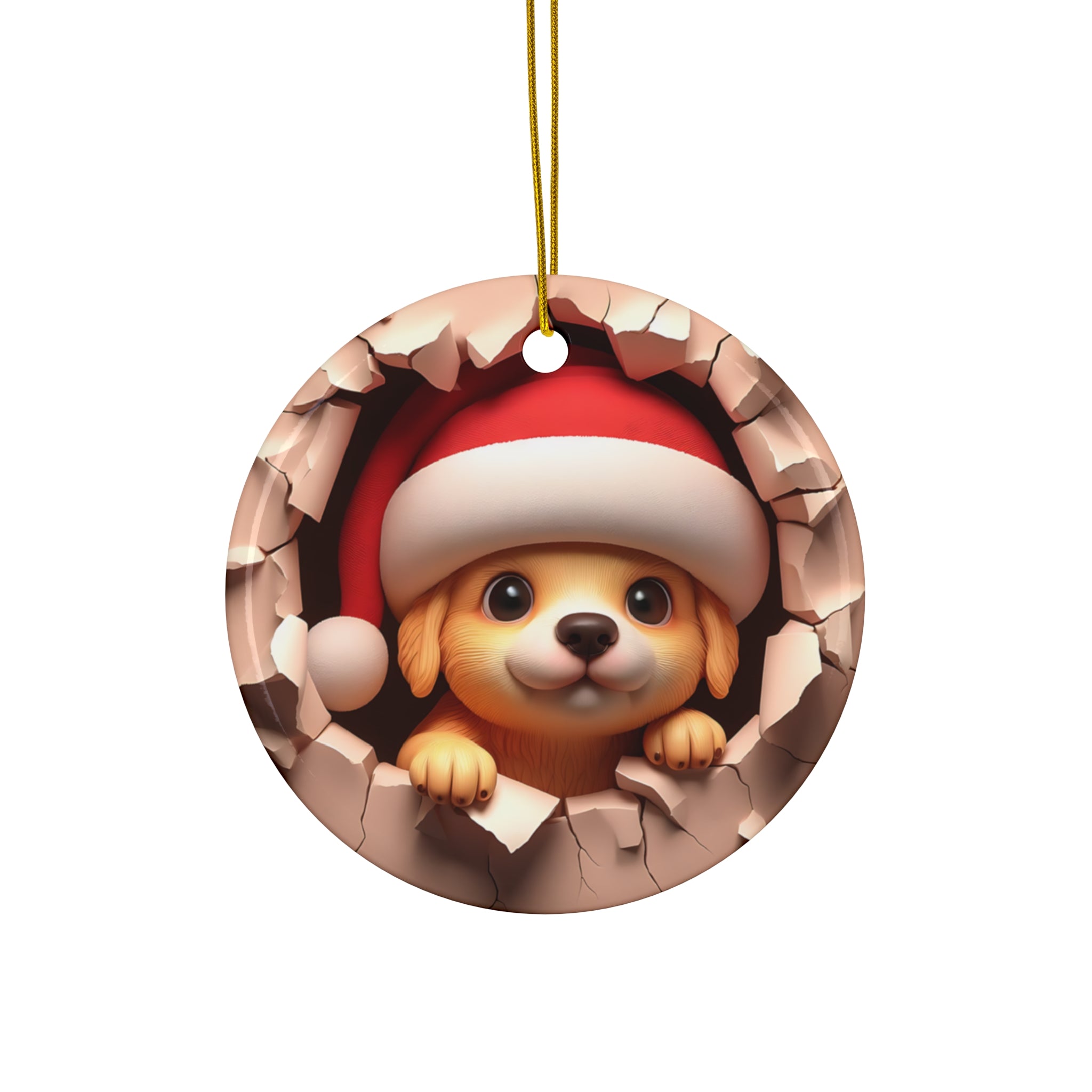 Santa Golden Retriever Puppy Ornament