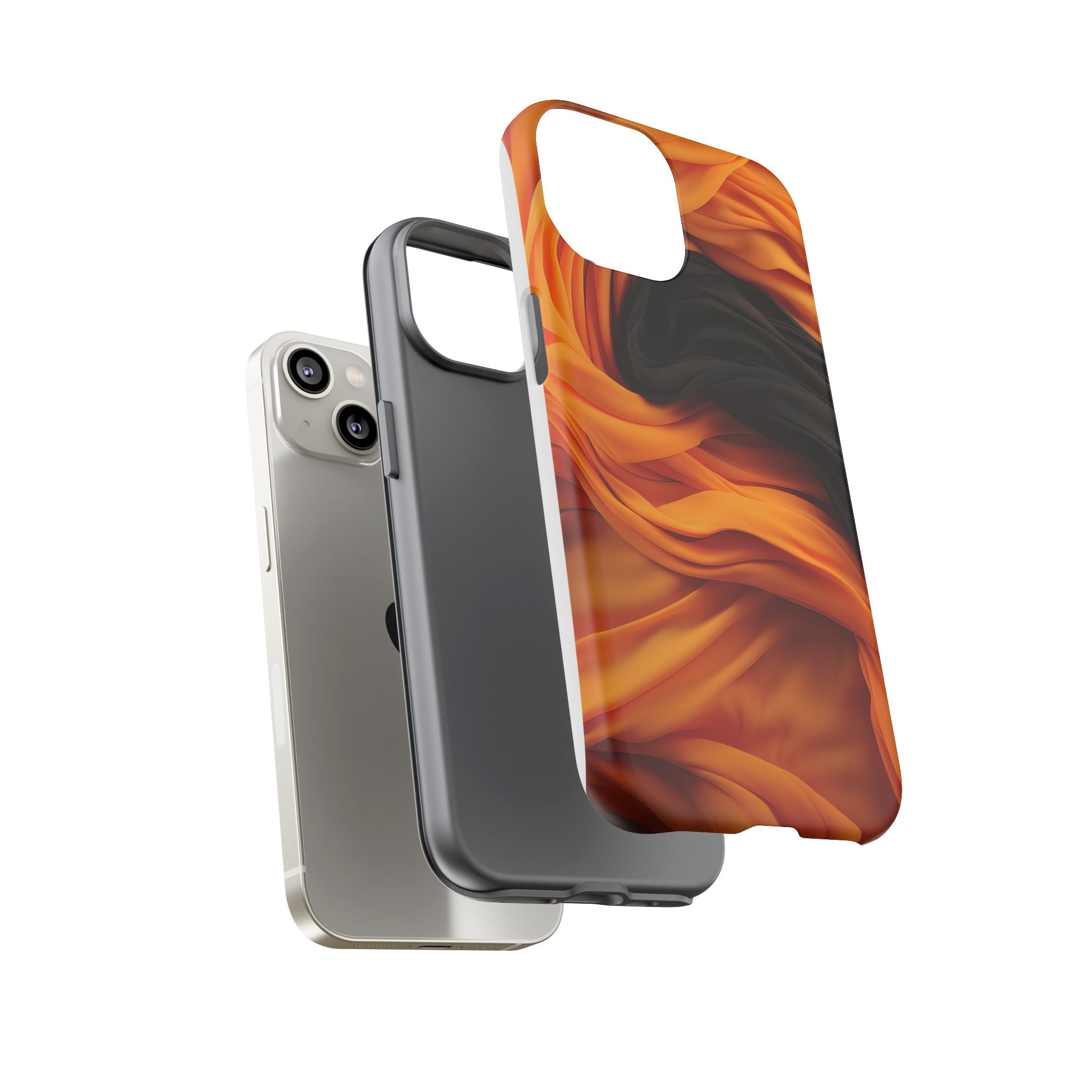 Abstract Orange & Gray Hexagon Stone iPhone Case