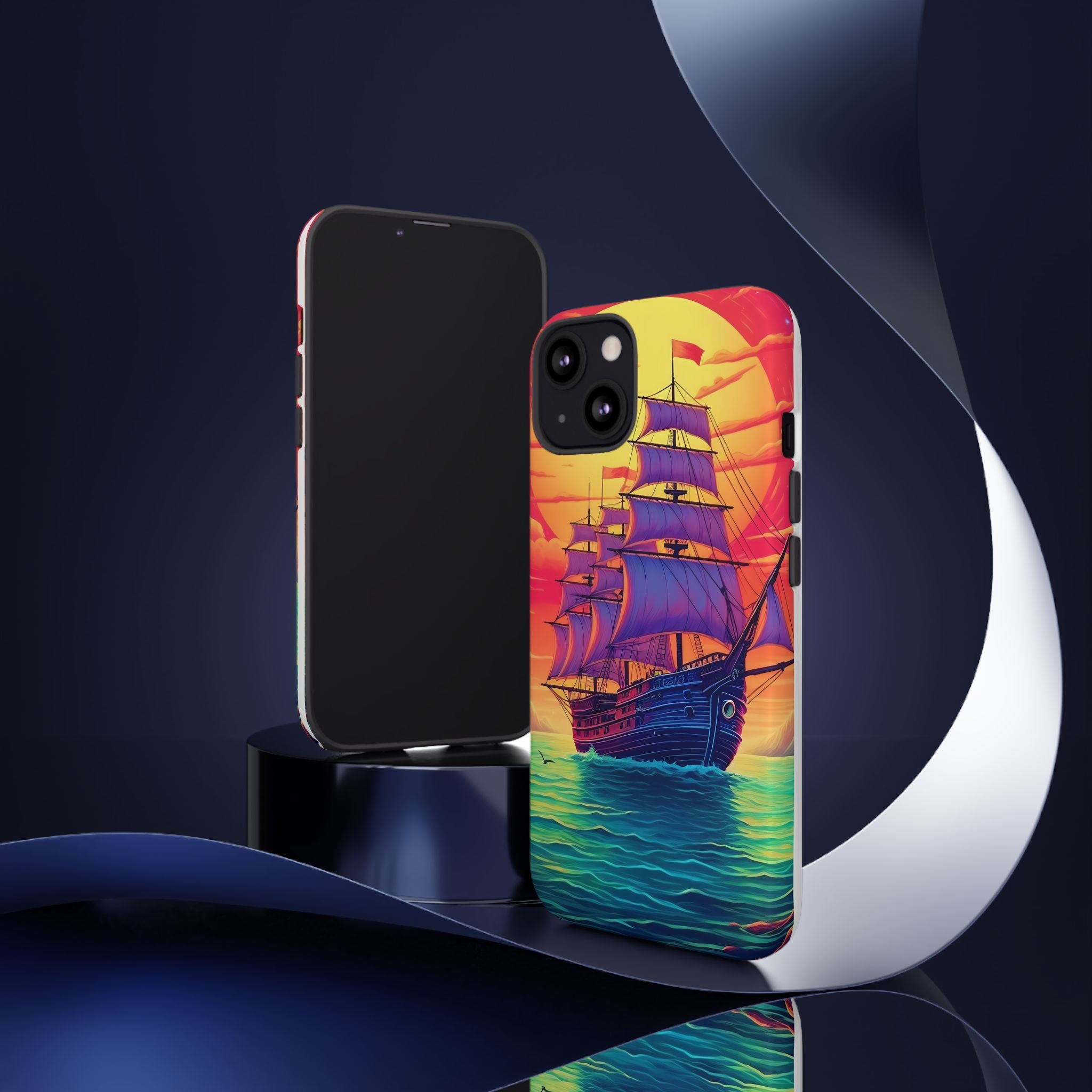 Sunset Galleon Hexagon Stone iPhone Case