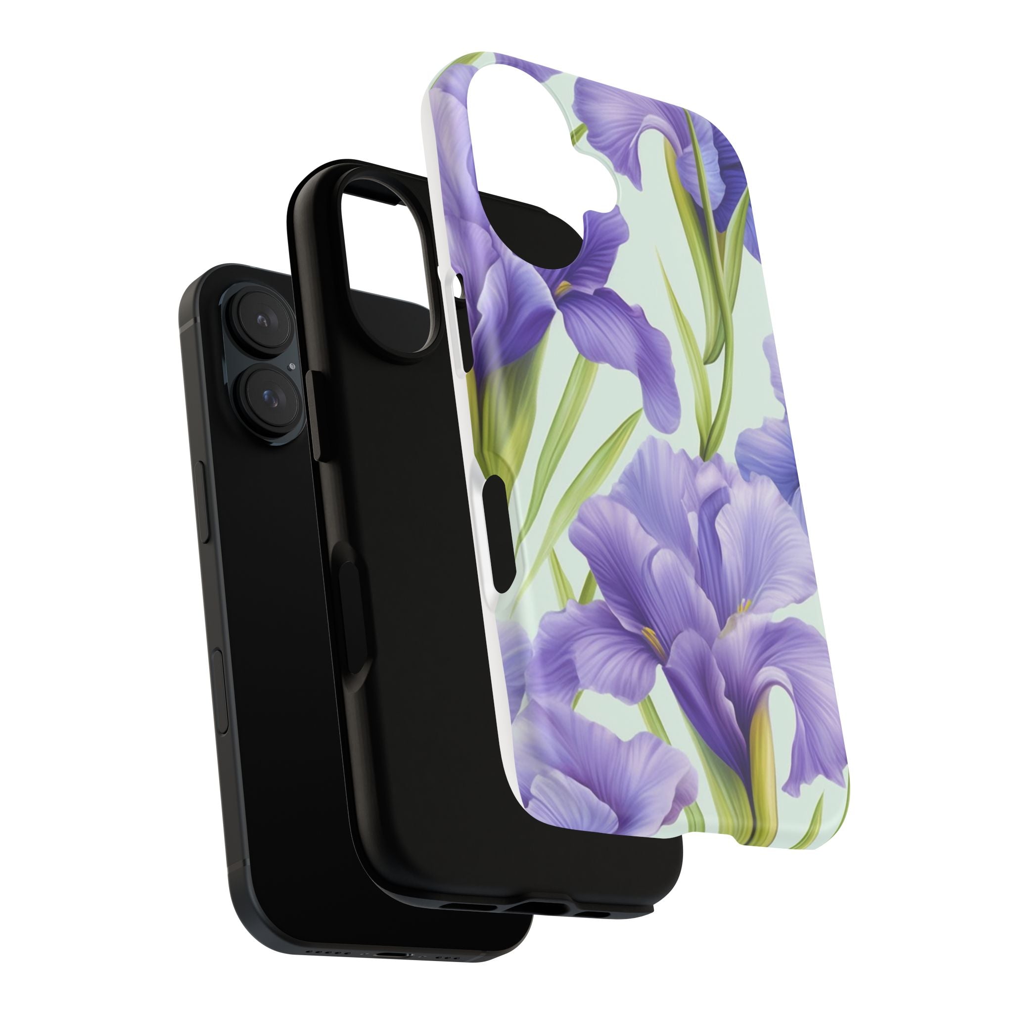 Purple Iris Floral iPhone Case - Hexagon Stone